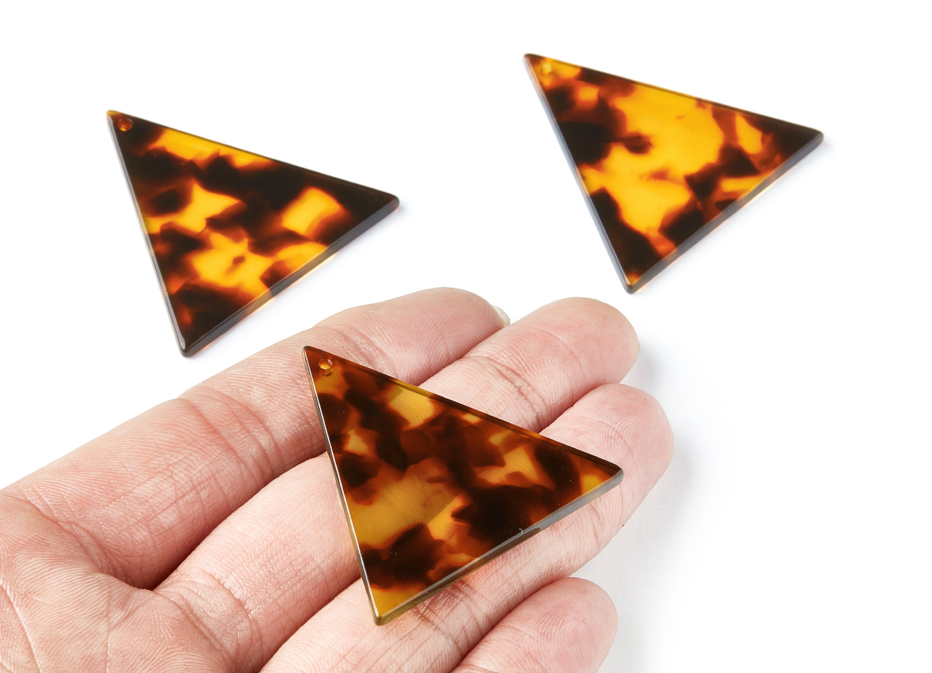 Acetate Acrylic Earring Charms - Tortoise Shell - Triangle Pendant - Jewelry Supplies - Color Code: A05 - 42,23x41,8x2,69mm - AC1350N - DOMEDBAZAAR