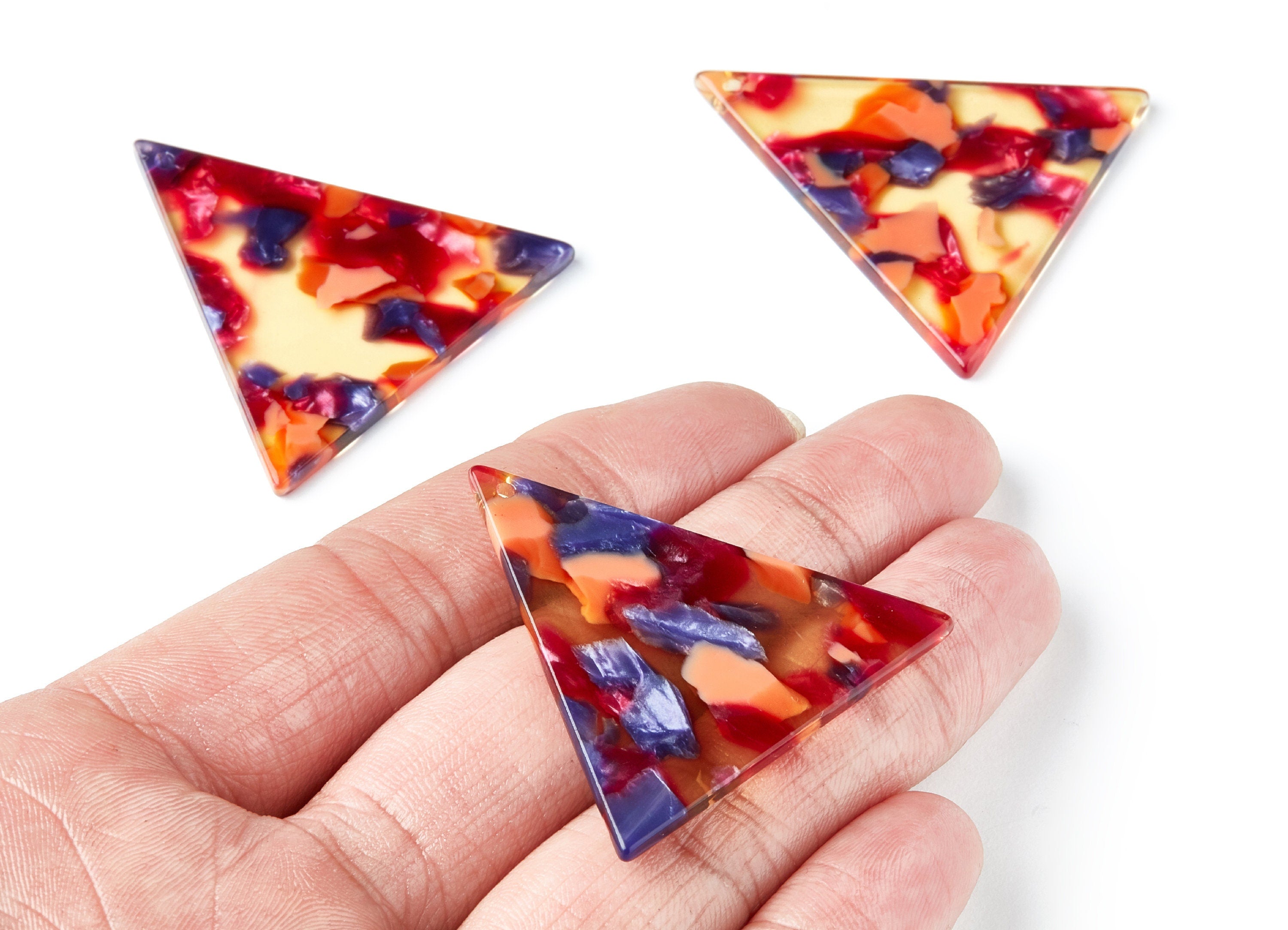 Acetate Triangle Earring Charms - Triangle Pendant - Earring Findings - Jewelry Supplies - Color Code: A44 - 42,23x41,8x2,69mm - AC1350T - DOMEDBAZAAR