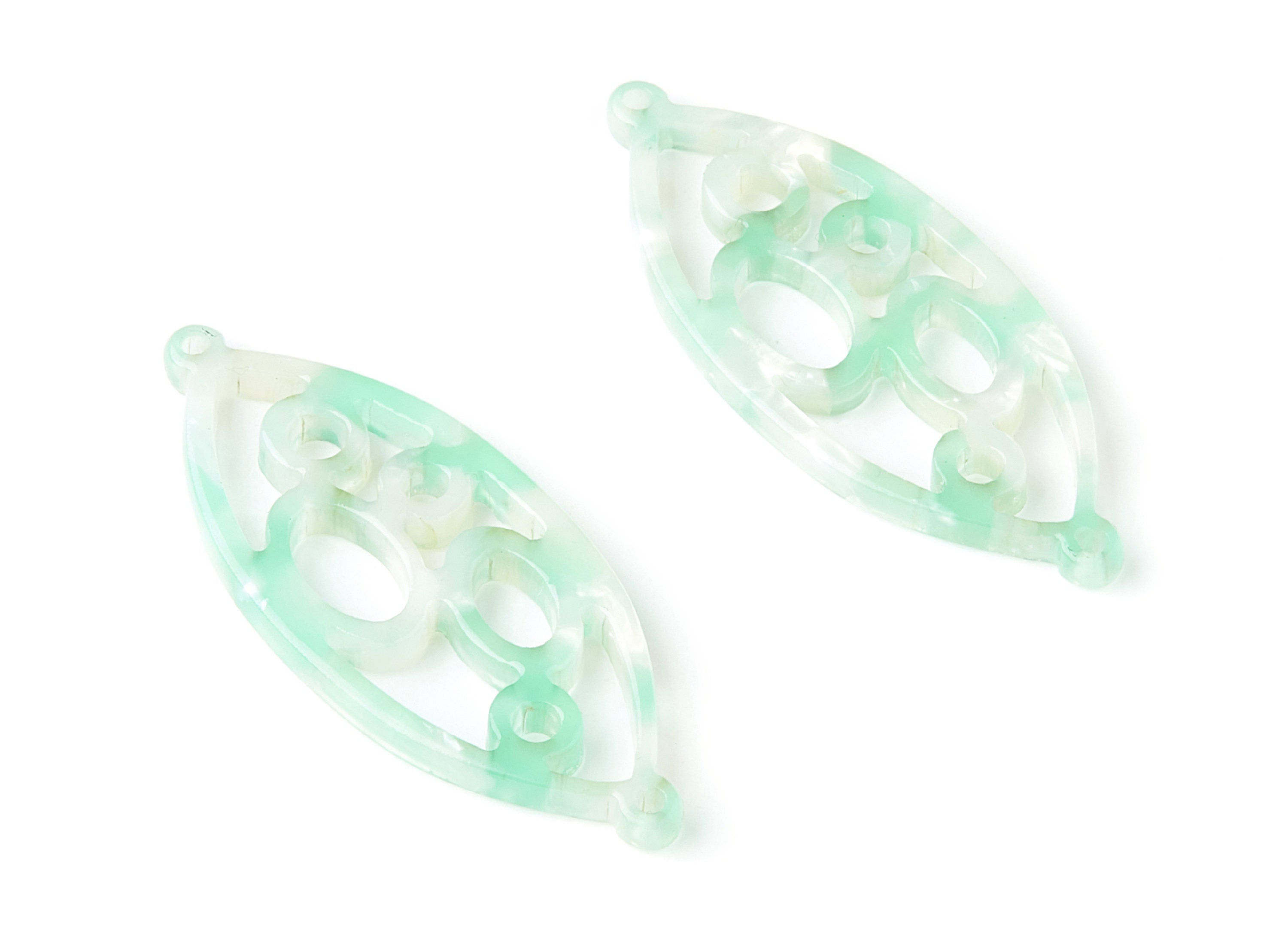 Acetate Leaf Earring Charms - Leaf Shaped Pendant - Earring Findings - Jewelry Supplies - 43.78x18x2.84mm - AC1372C - DOMEDBAZAAR