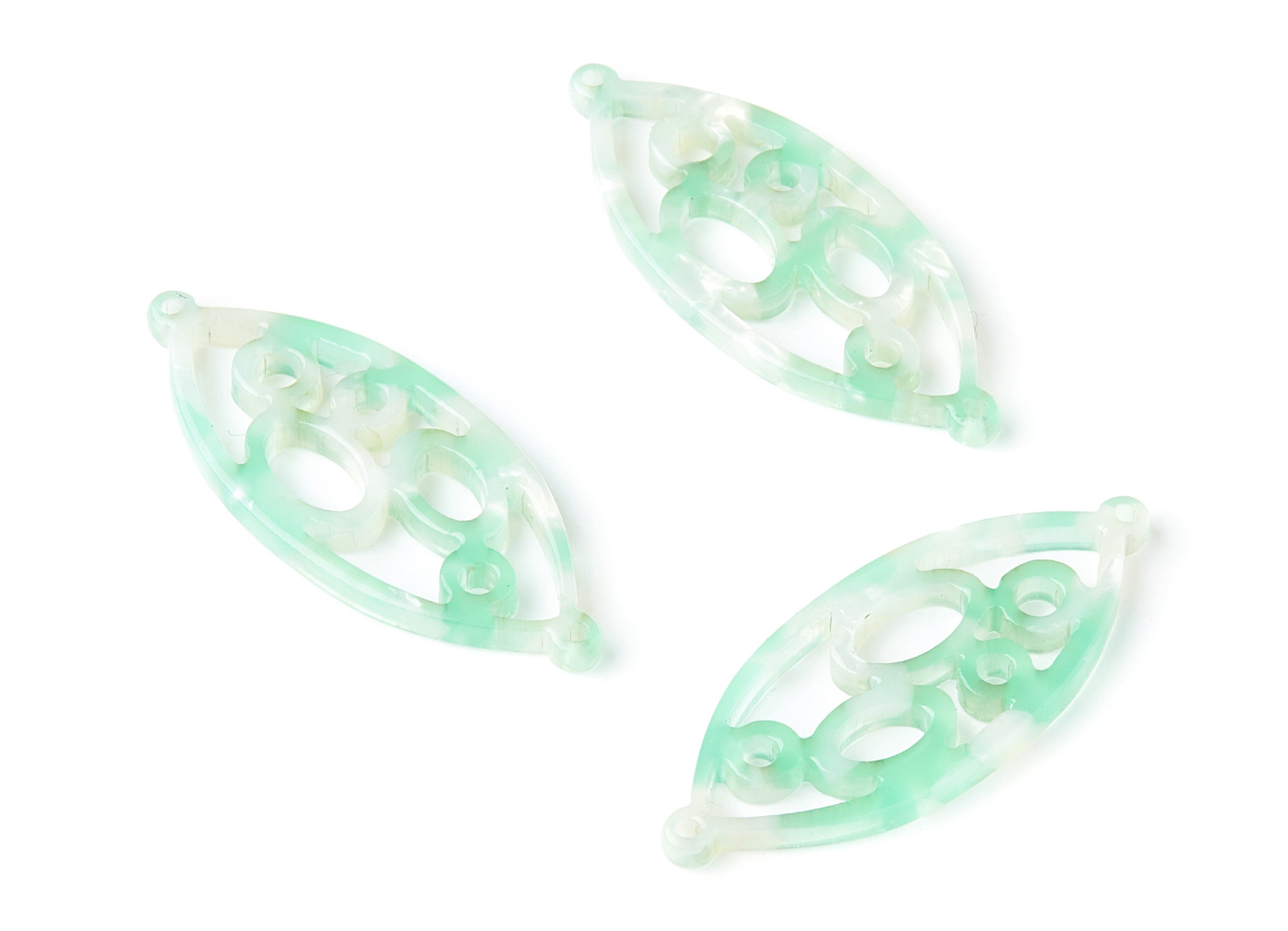 Acetate Leaf Earring Charms - Leaf Shaped Pendant - Earring Findings - Jewelry Supplies - 43.78x18x2.84mm - AC1372C - DOMEDBAZAAR