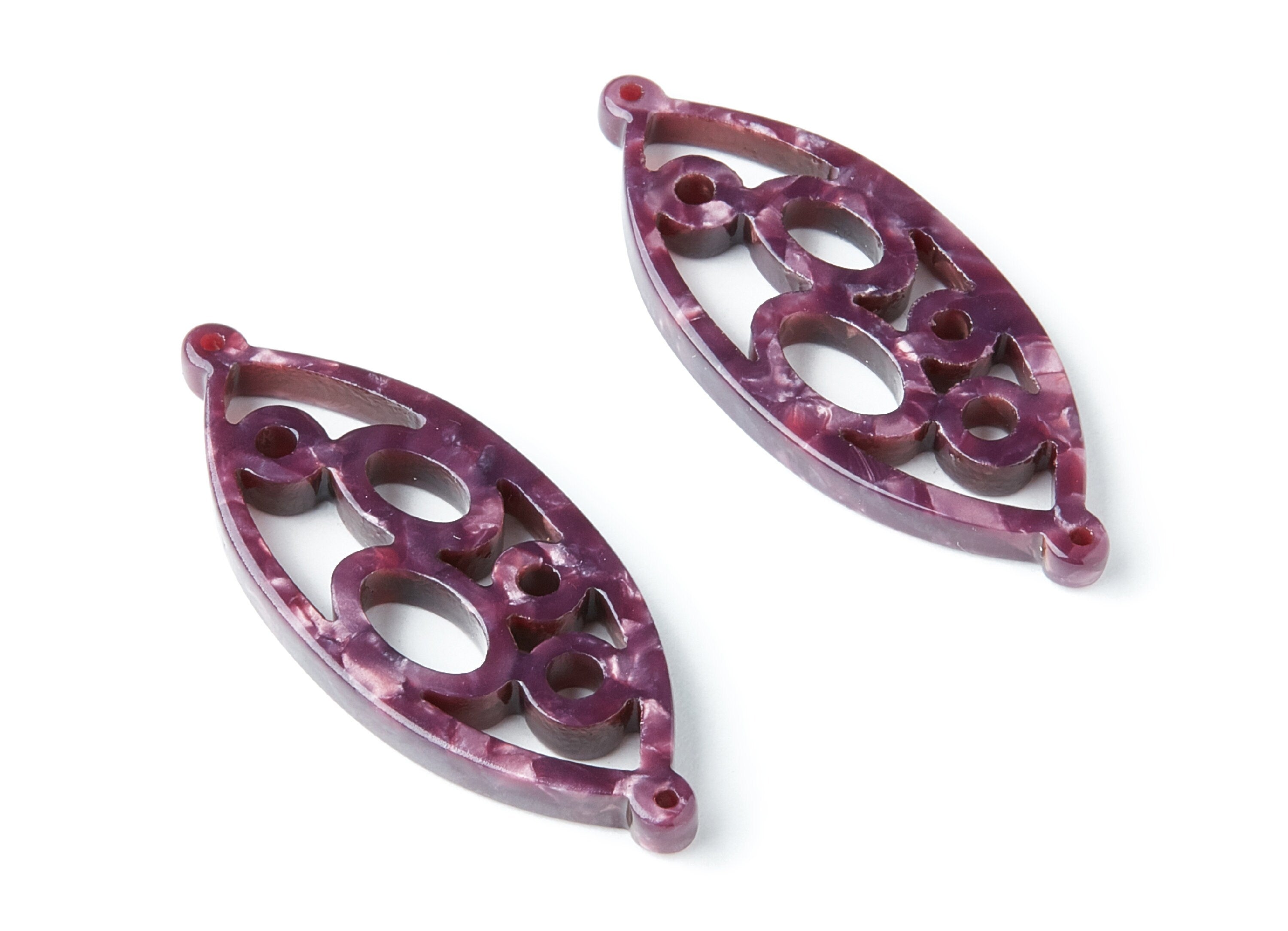 Acetate Leaf Earring Charms - Leaf Shaped Pendant - Earring Findings - Jewelry Supplies - 43.78x18x2.84mm - AC1372E - DOMEDBAZAAR