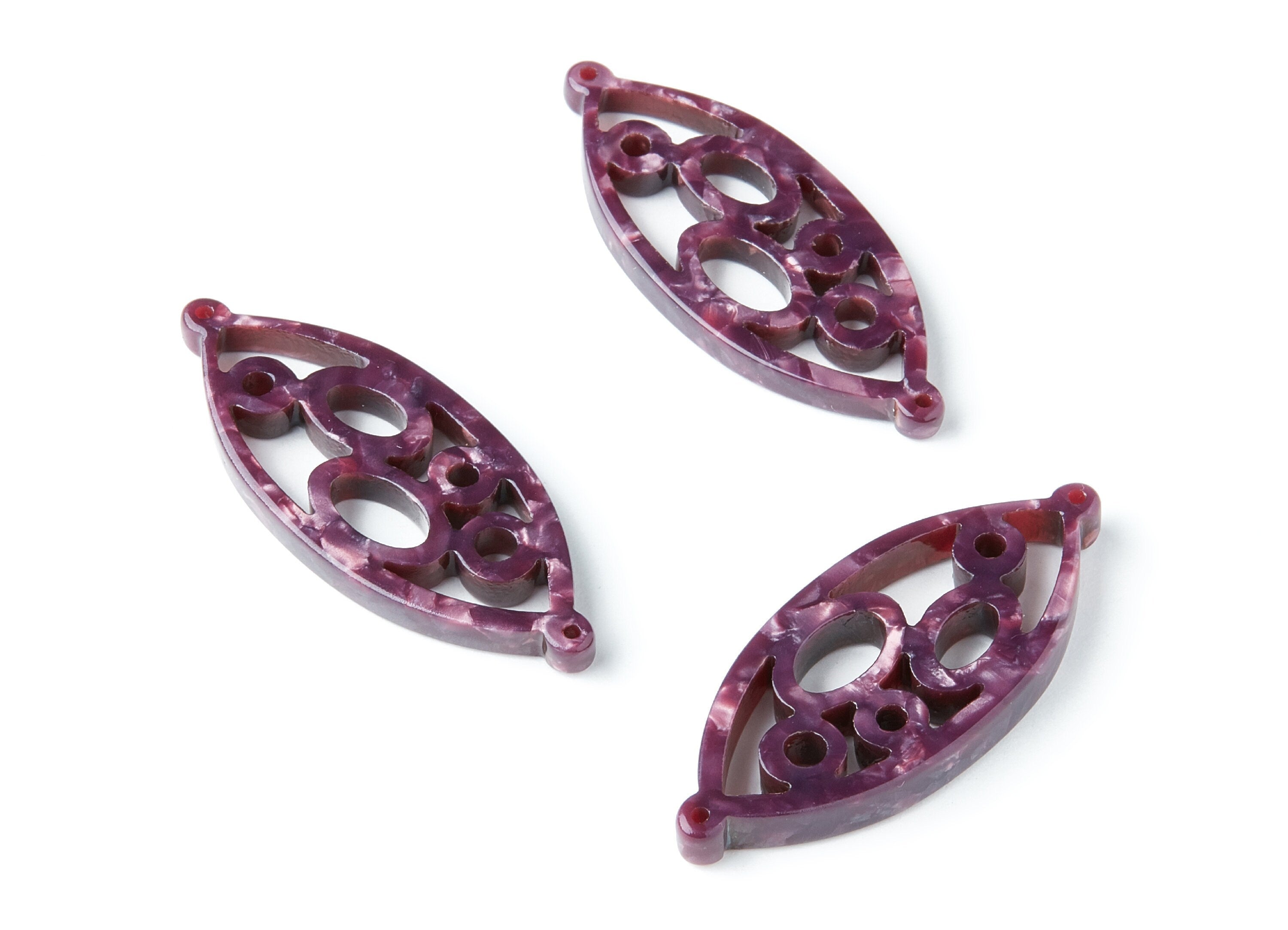 Acetate Leaf Earring Charms - Leaf Shaped Pendant - Earring Findings - Jewelry Supplies - 43.78x18x2.84mm - AC1372E - DOMEDBAZAAR