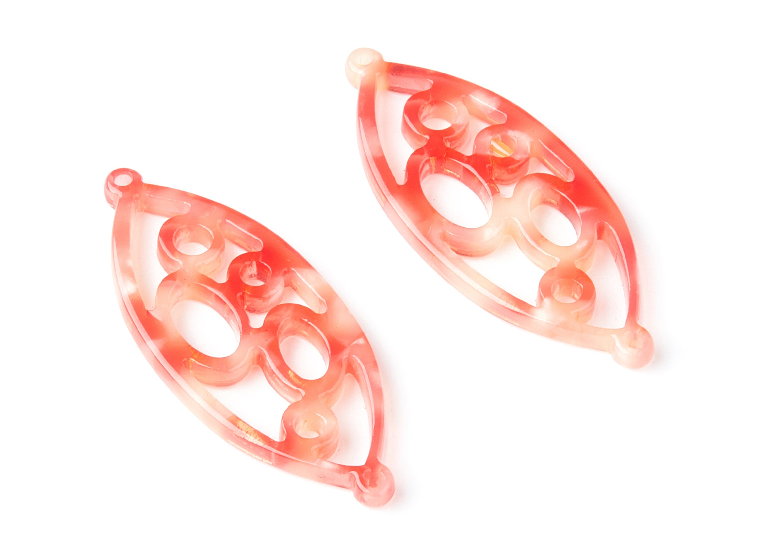 Acetate Leaf Earring Charms - Leaf Shaped Pendant - Earring Findings - Jewelry Supplies - 43.78x18x2.84mm - AC1372F - DOMEDBAZAAR