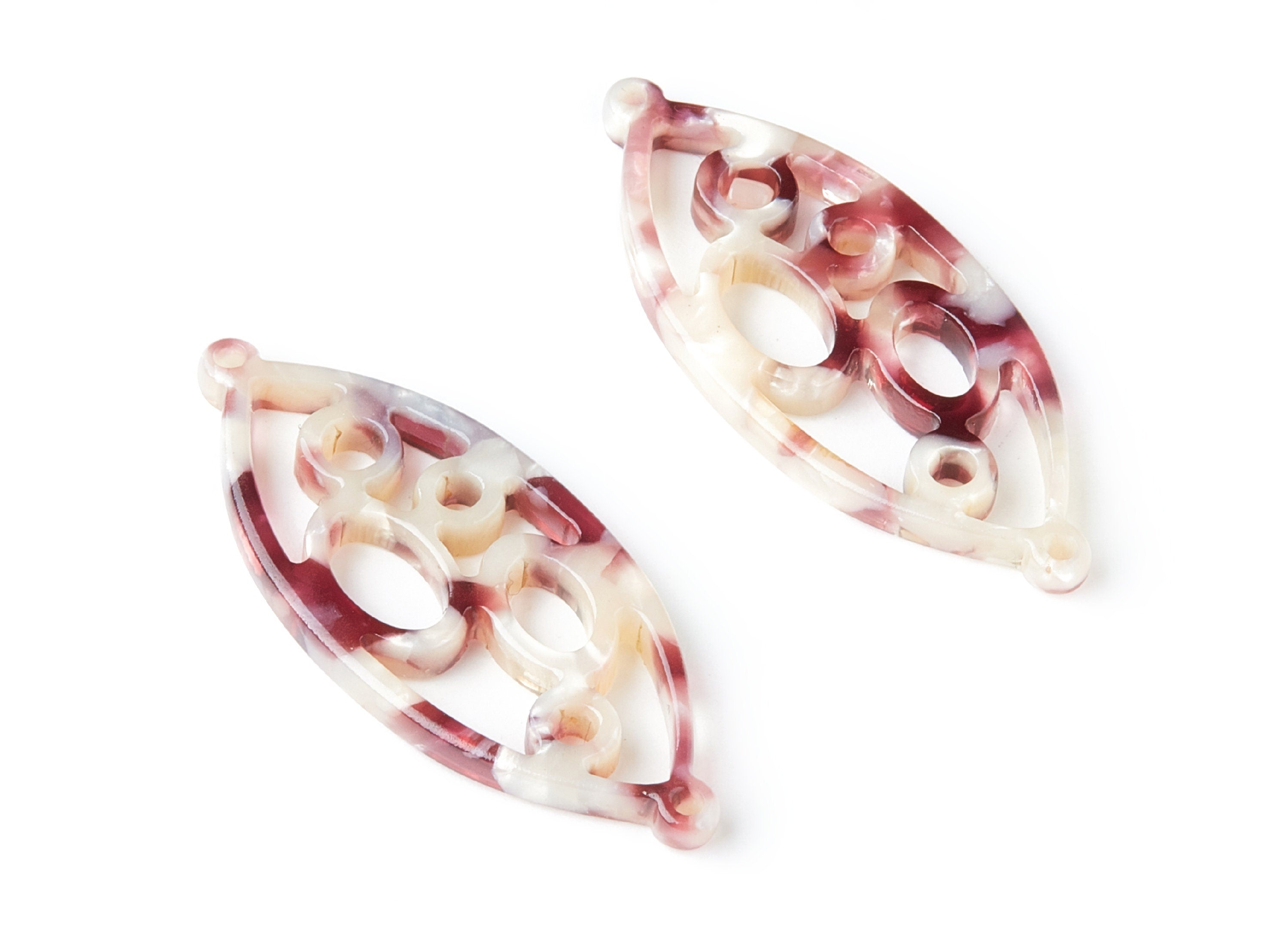 Acetate Leaf Earring Charms - Leaf Shaped Pendant - Earring Findings - Jewelry Supplies - 43.78x18x2.84mm - AC1372G - DOMEDBAZAAR