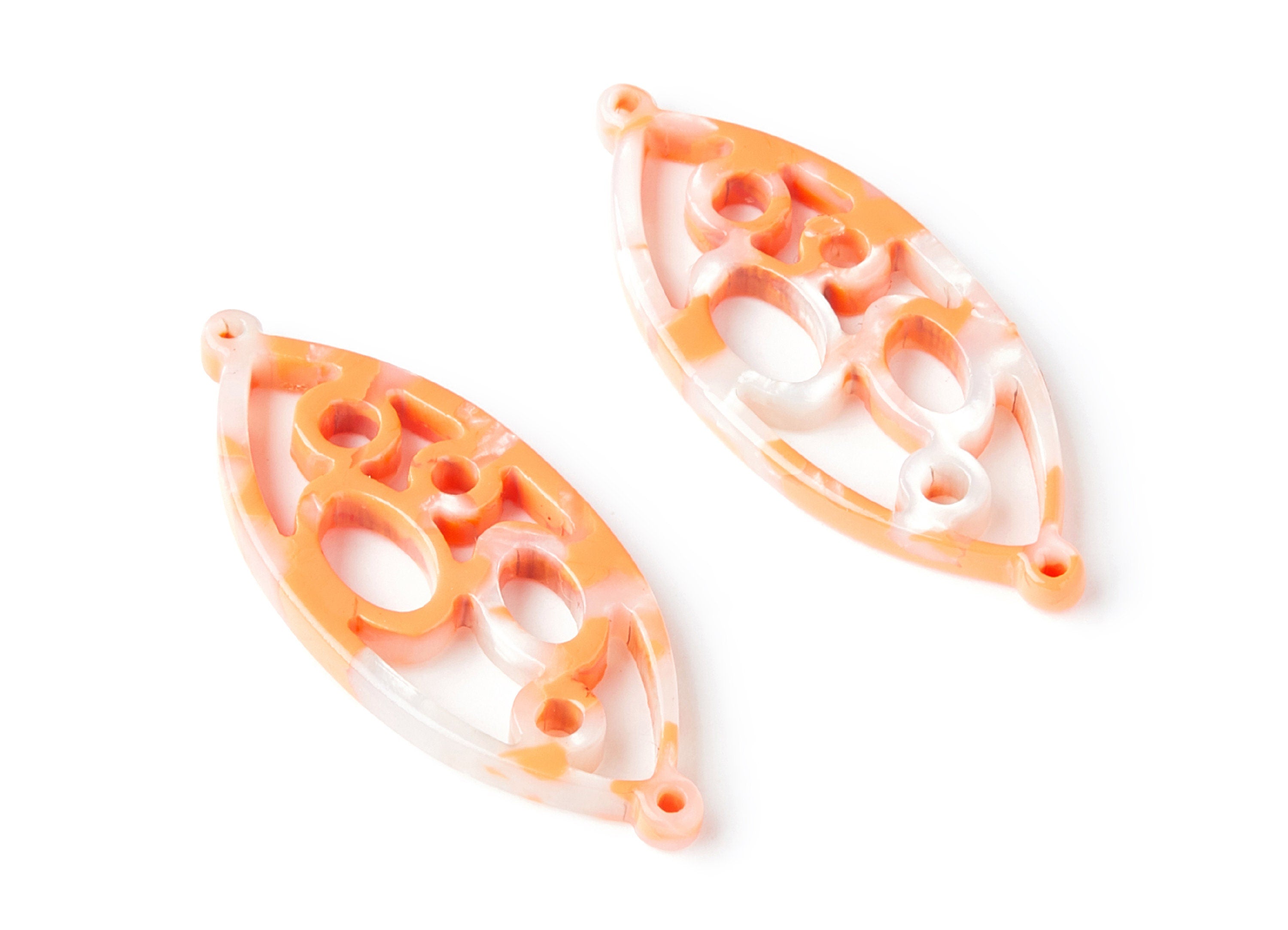 Acetate Leaf Earring Charms - Leaf Shaped Pendant - Earring Findings - Jewelry Supplies - 43.78x18x2.84mm - AC1372J - DOMEDBAZAAR