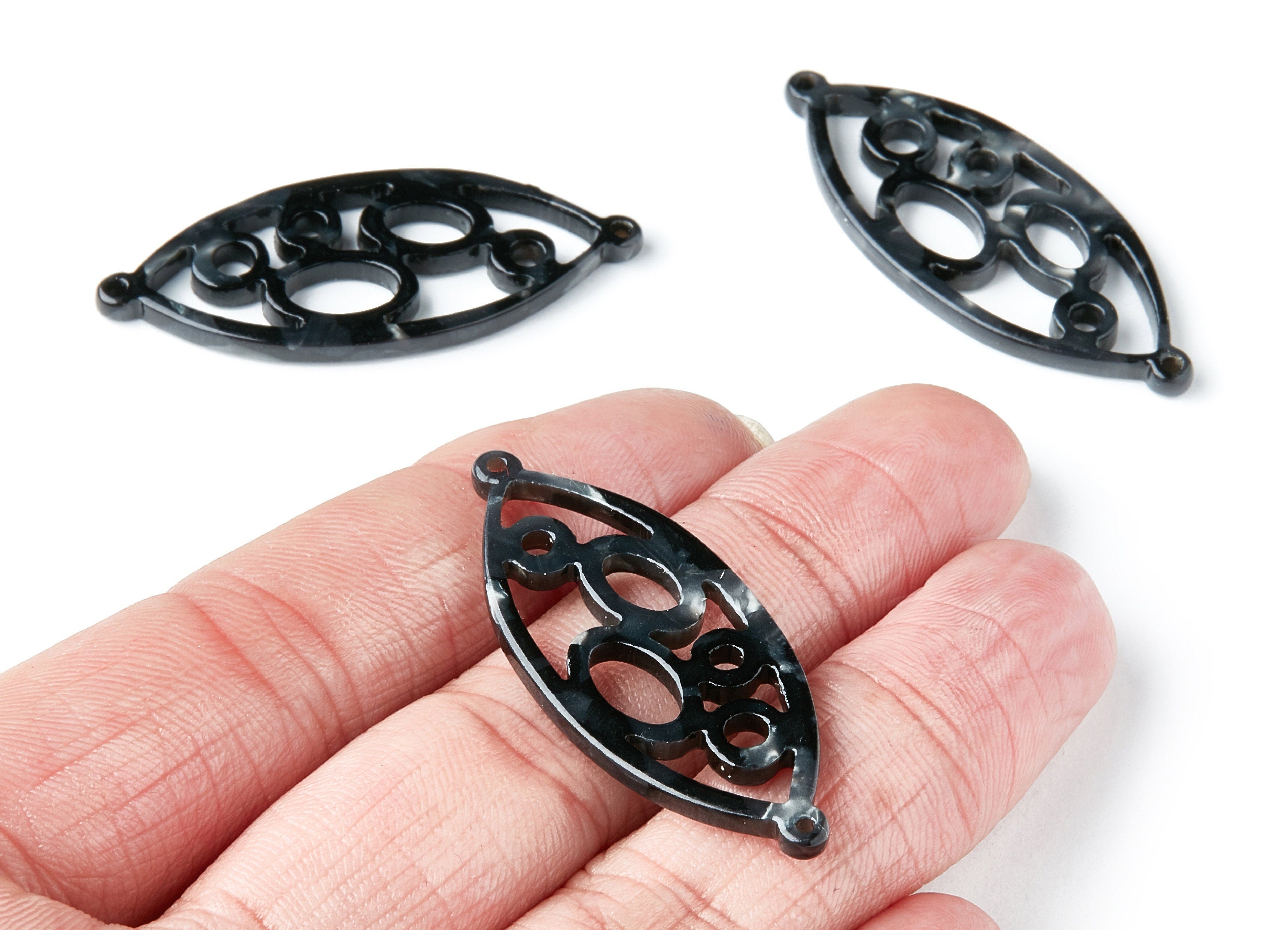 Acetate Leaf Earring Charms - Leaf Shaped Pendant - Earring Findings - Jewelry Supplies - 43.78x18x2.84mm - AC1372K - DOMEDBAZAAR