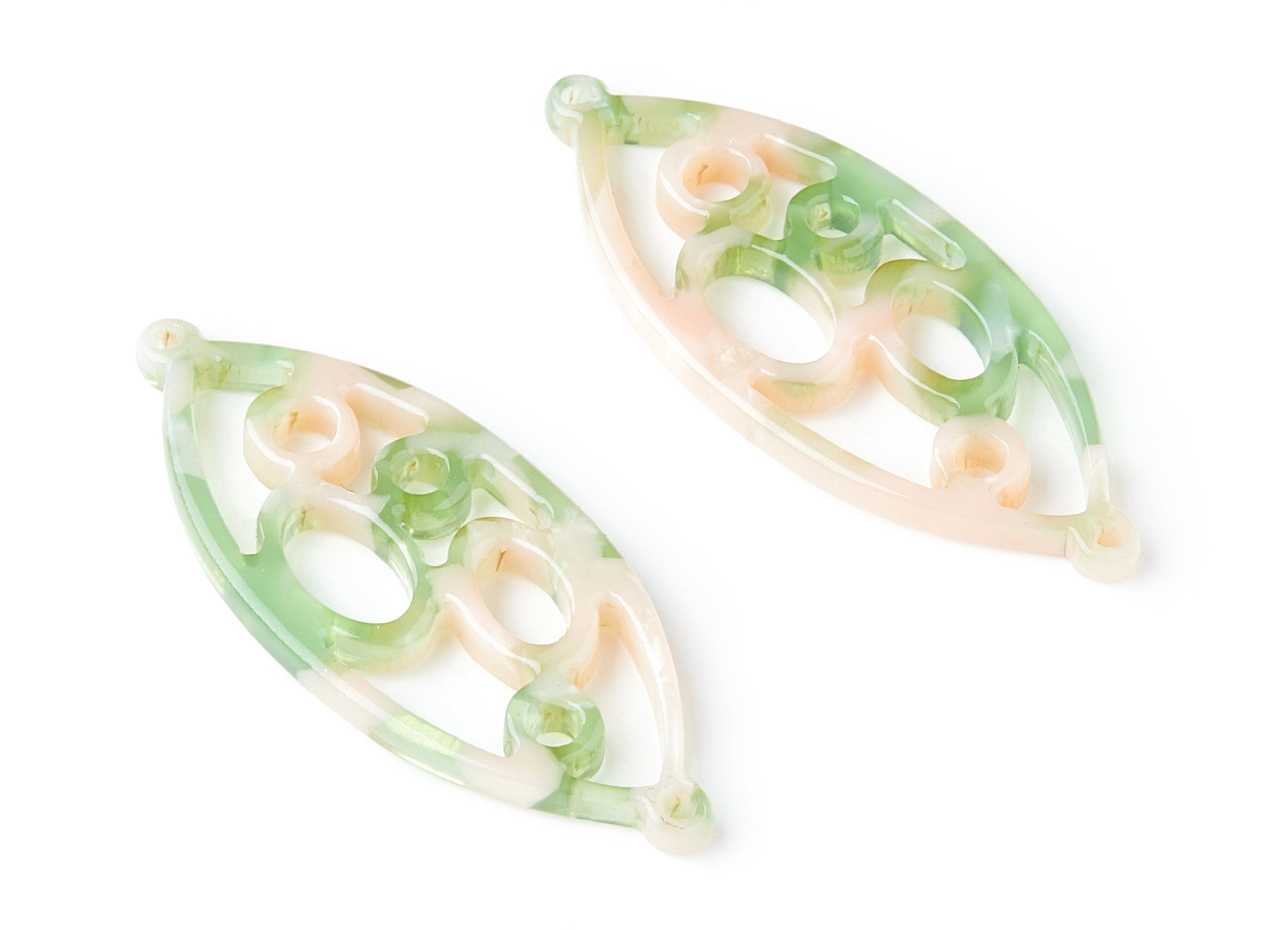 Acetate Leaf Earring Charms - Leaf Shaped Pendant - Earring Findings - Jewelry Supplies - 43.78x18x2.84mm - AC1372L - DOMEDBAZAAR