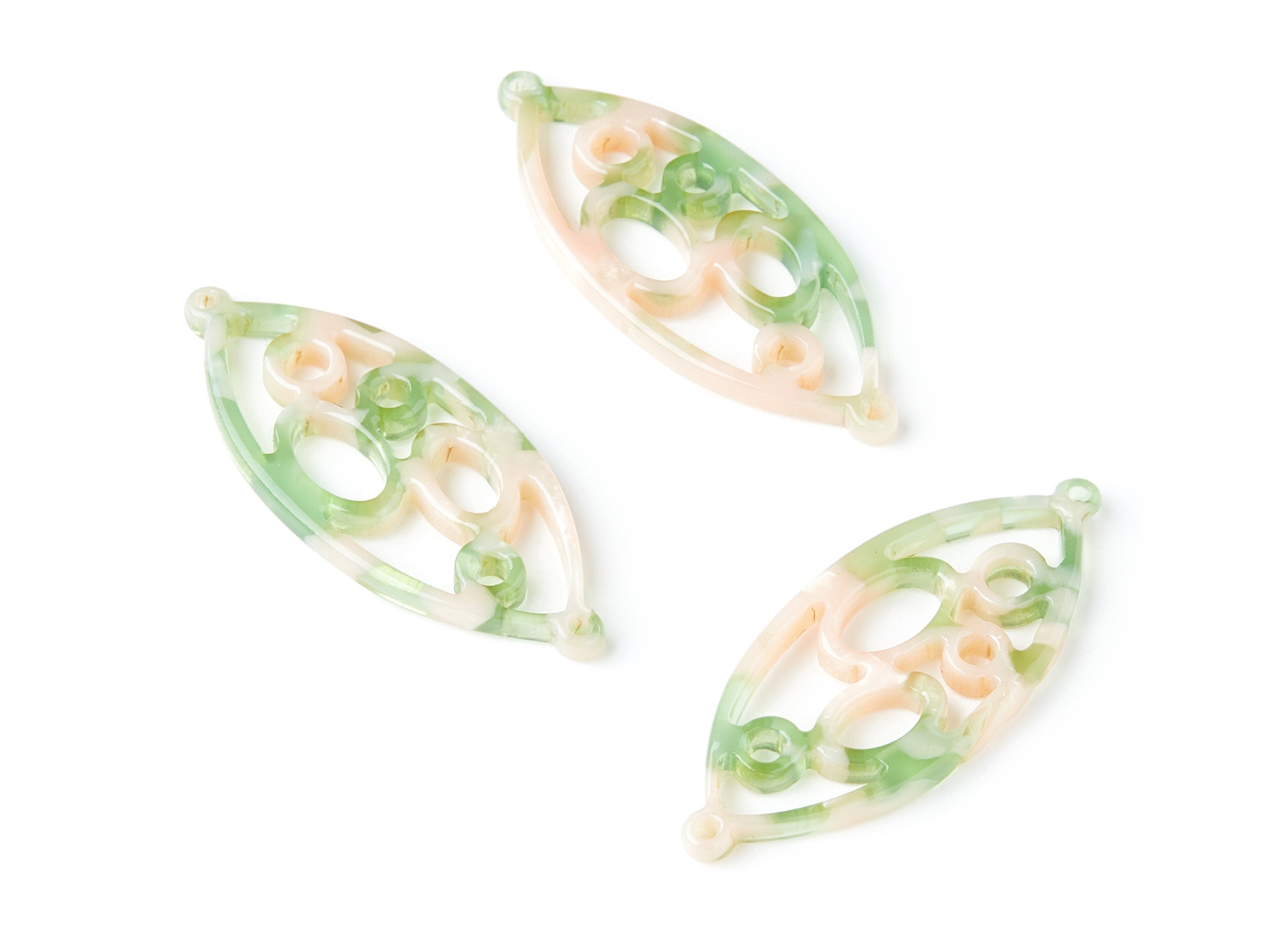 Acetate Leaf Earring Charms - Leaf Shaped Pendant - Earring Findings - Jewelry Supplies - 43.78x18x2.84mm - AC1372L - DOMEDBAZAAR