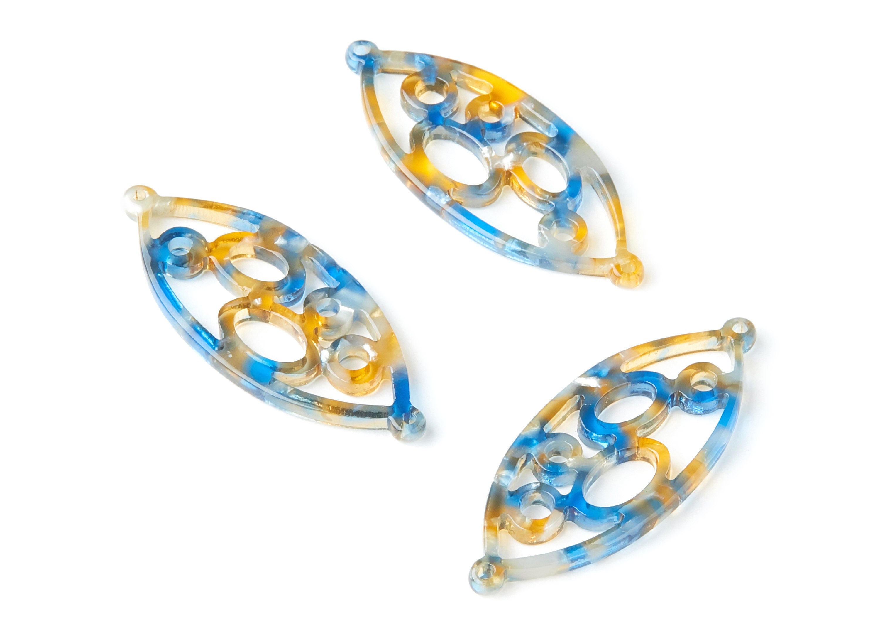 Acetate Leaf Earring Charms - Leaf Shaped Pendant - Earring Findings - Jewelry Supplies - 43.78x18x2.84mm - AC1372N - DOMEDBAZAAR