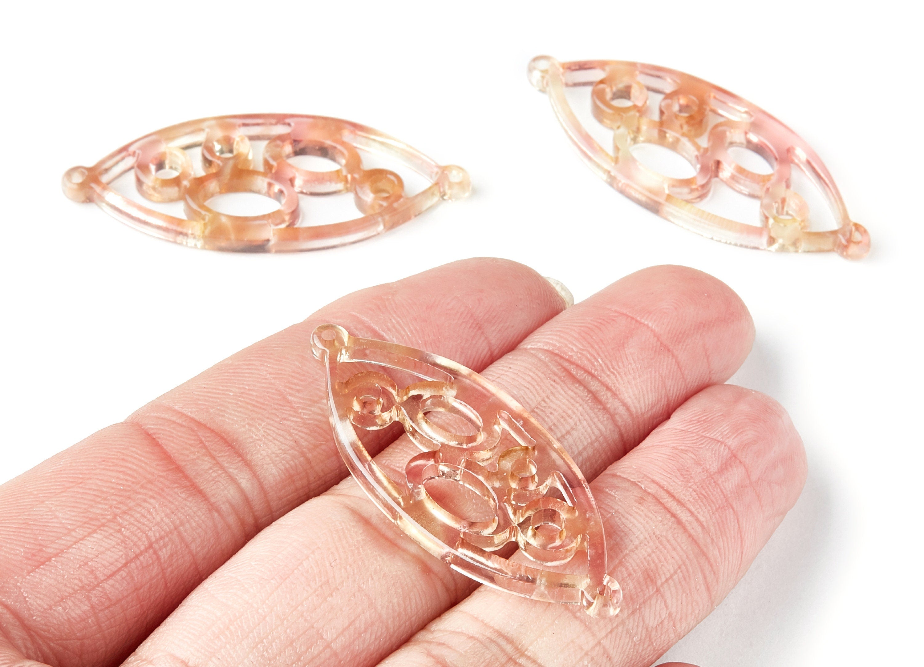 Acetate Leaf Earring Charms - Leaf Shaped Pendant - Earring Findings - Jewelry Supplies - 43.78x18x2.84mm - AC1372P - DOMEDBAZAAR