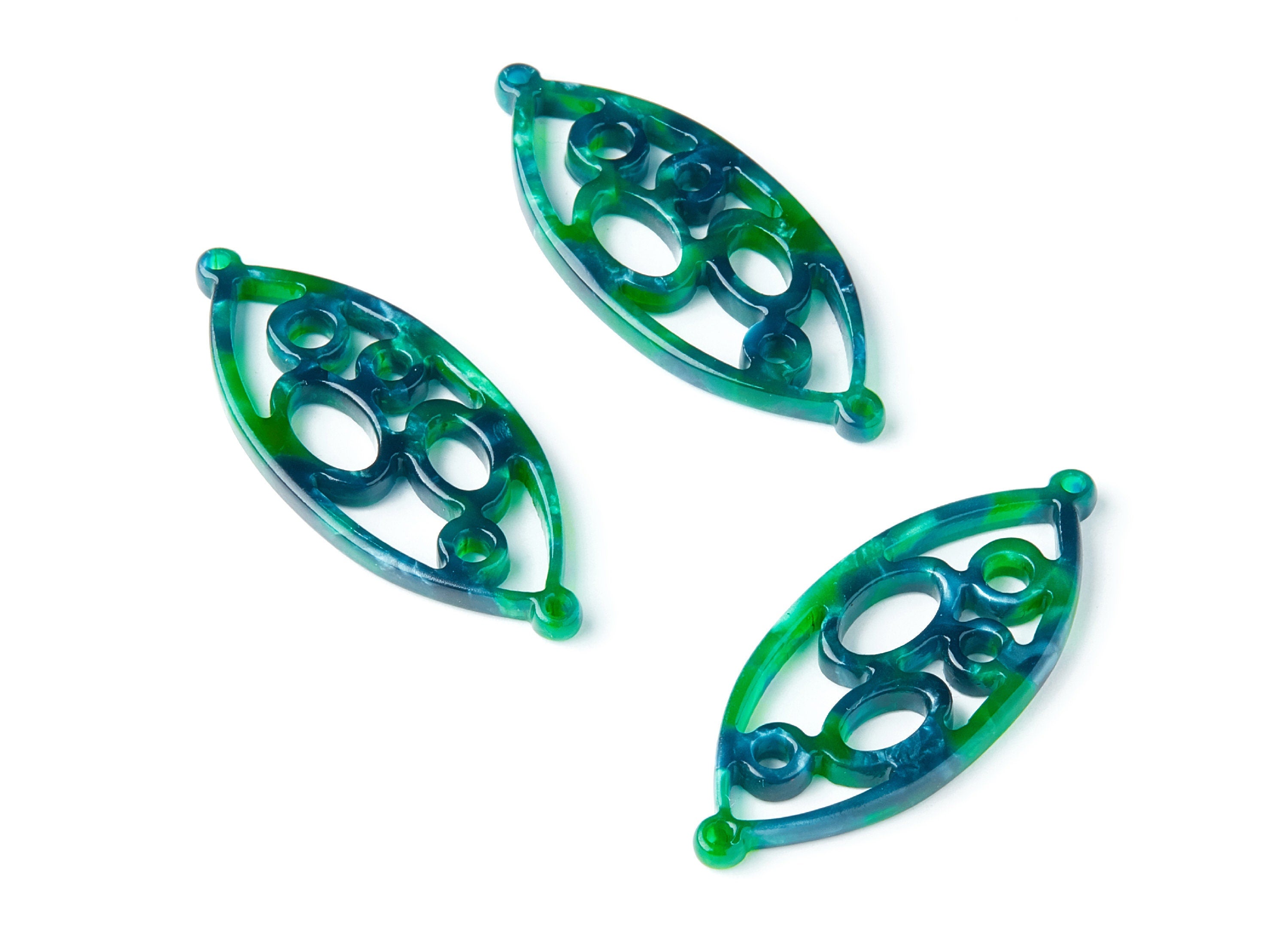 Acetate Leaf Earring Charms - Leaf Shaped Pendant - Earring Findings - Jewelry Supplies - 43.78x18x2.84mm - AC1372R - DOMEDBAZAAR