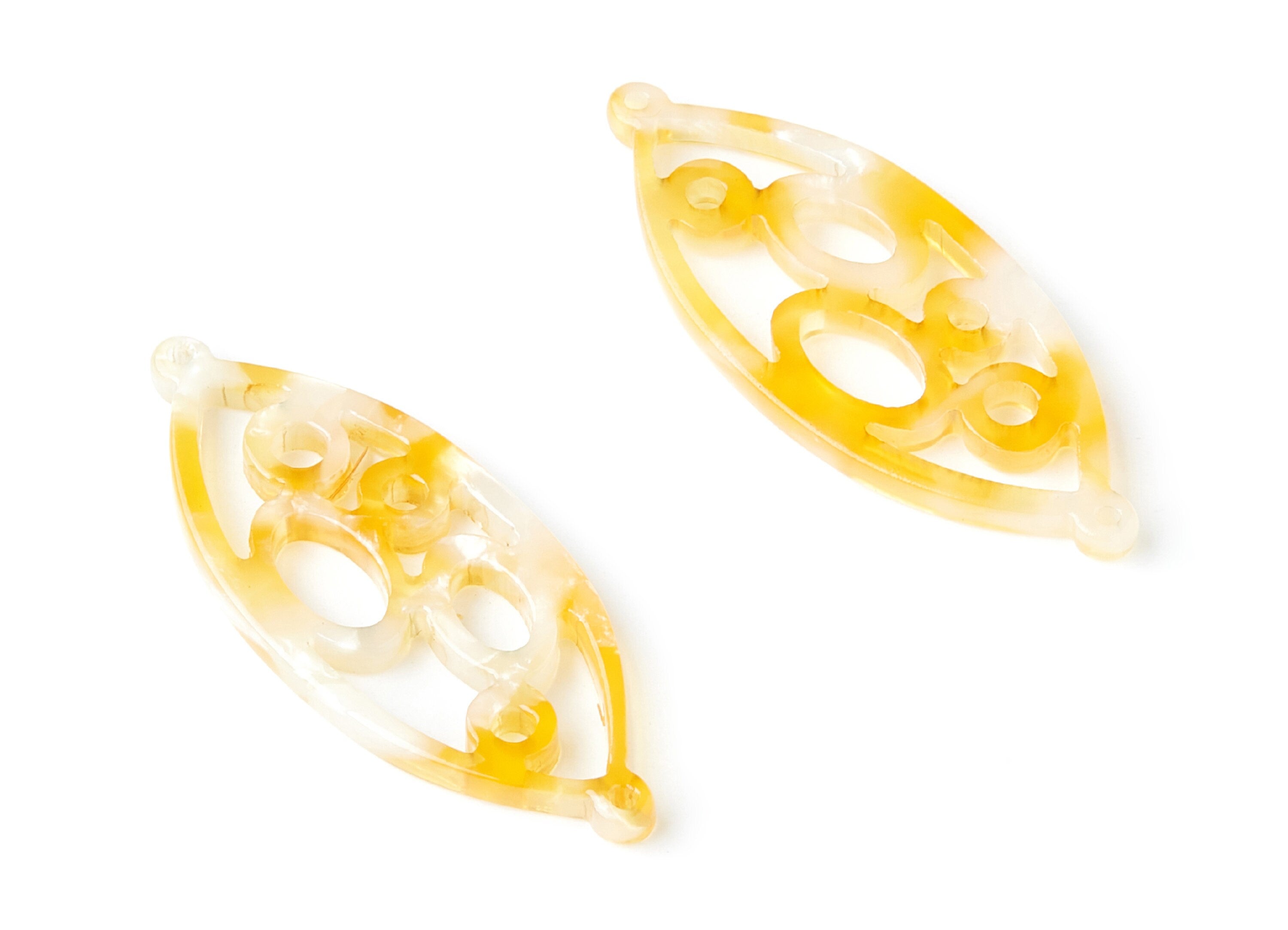 Acetate Leaf Earring Charms - Leaf Shaped Pendant - Earring Findings - Jewelry Supplies - 43.78x18x2.84mm - AC1372S - DOMEDBAZAAR