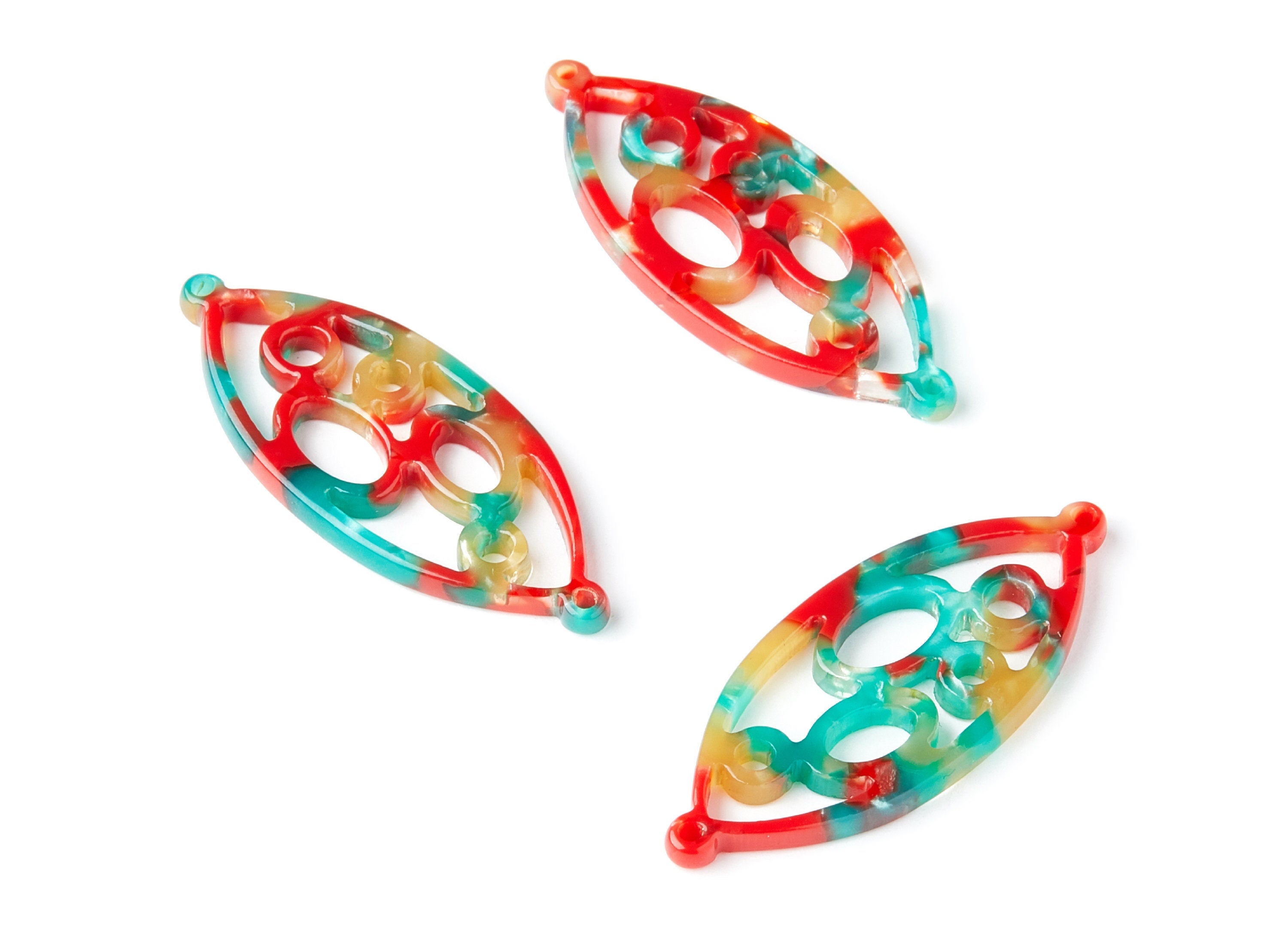Acetate Leaf Earring Charms - Leaf Shaped Pendant - Earring Findings - Jewelry Supplies - 43.78x18x2.84mm - AC1372T - DOMEDBAZAAR