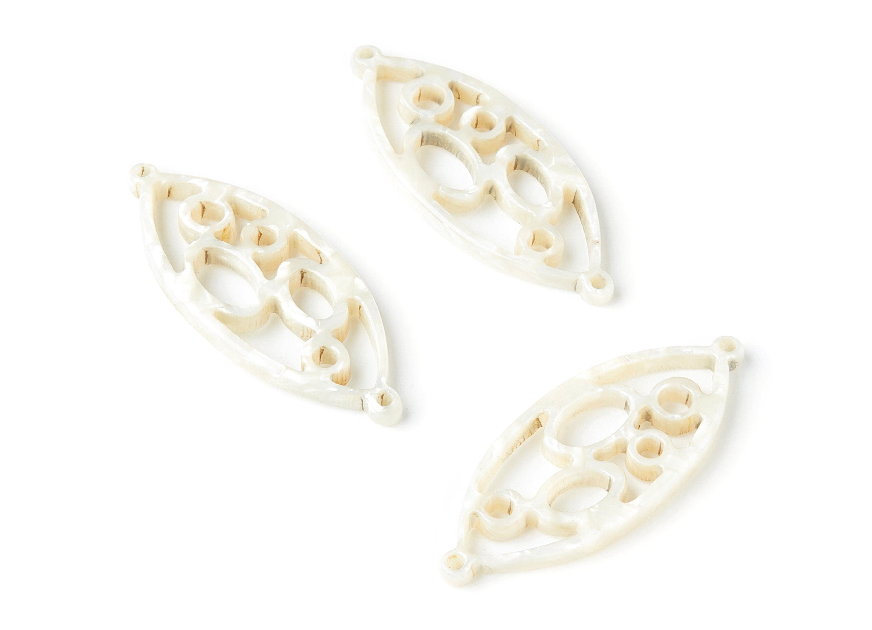 Acetate Leaf Earring Charms - Leaf Shaped Pendant - Earring Findings - Jewelry Supplies - 43.78x18x2.84mm - AC1372V - DOMEDBAZAAR