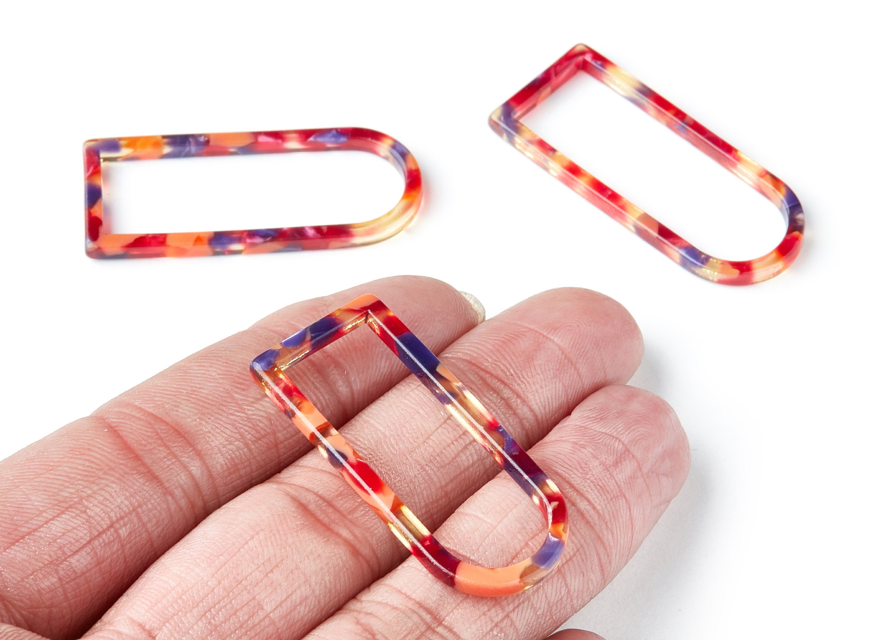 Acetate Geometric Earring Charms - Geometric Shaped Pendant - Earring Findings - Jewelry Supplies - 41.5x17.69x2.66mm - AC1362S - DOMEDBAZAAR