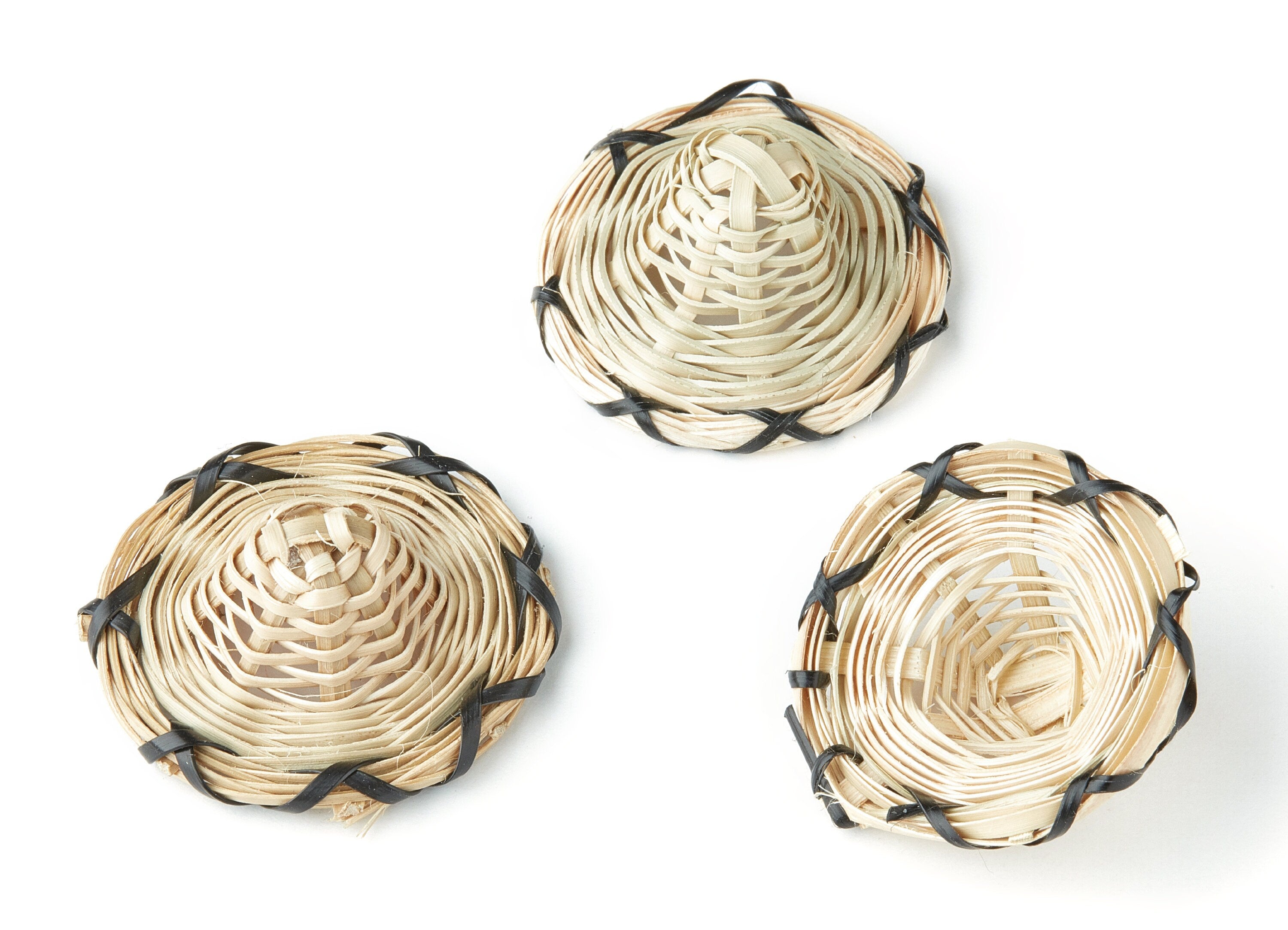Handwoven Rattan Earrings - Hat Shape Rattan Pendant - Wooden Straw Earring - Jewelery Handmade - 36.5x36.5x13.8mm - RT1103 - DOMEDBAZAAR