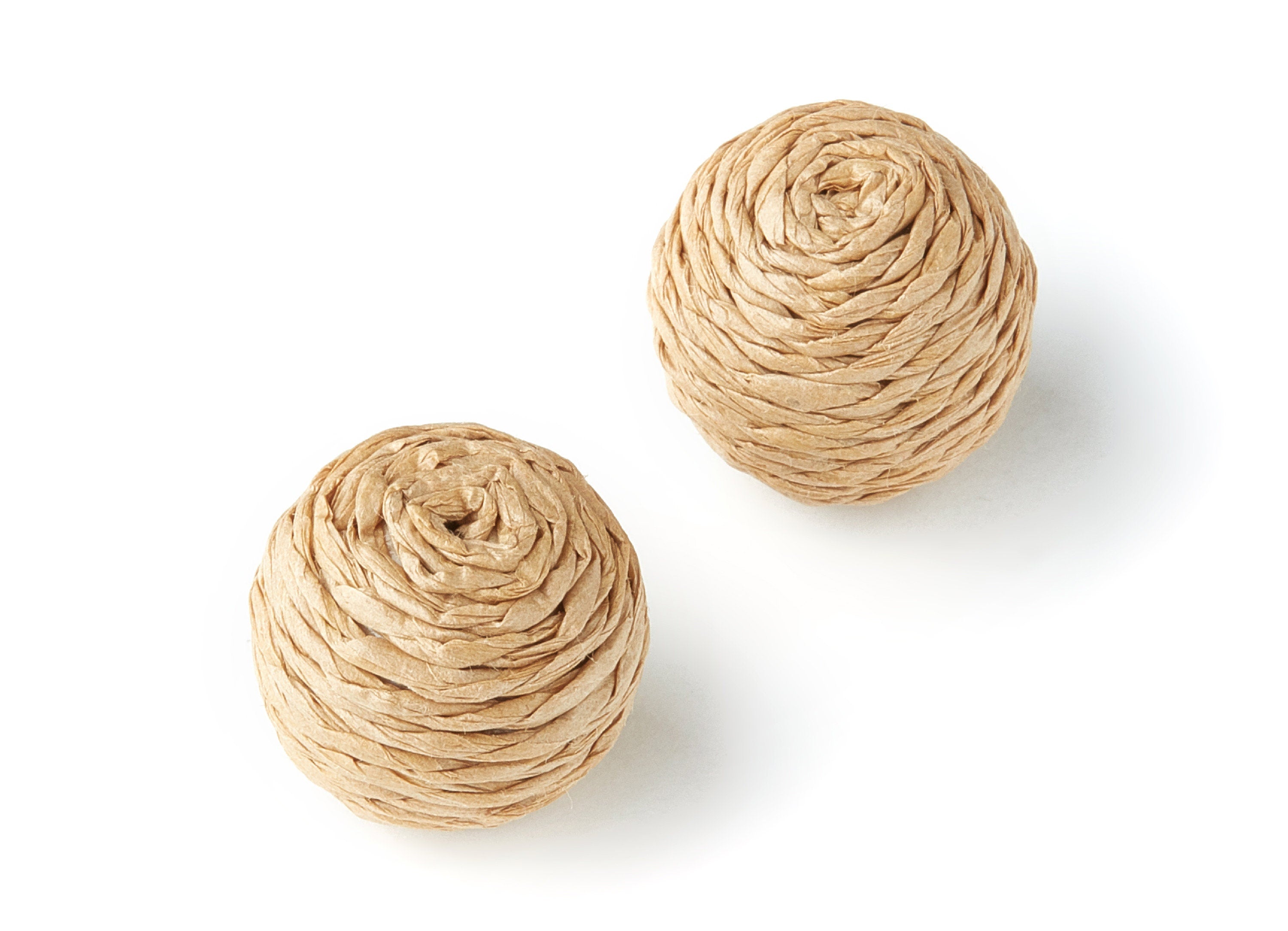 Handwoven Rattan Earrings - Ball Shaped Rattan Pendant - Wooden Straw Earring - Jewelery Handmade - 19.1mm x 19mm - RT1119 - DOMEDBAZAAR