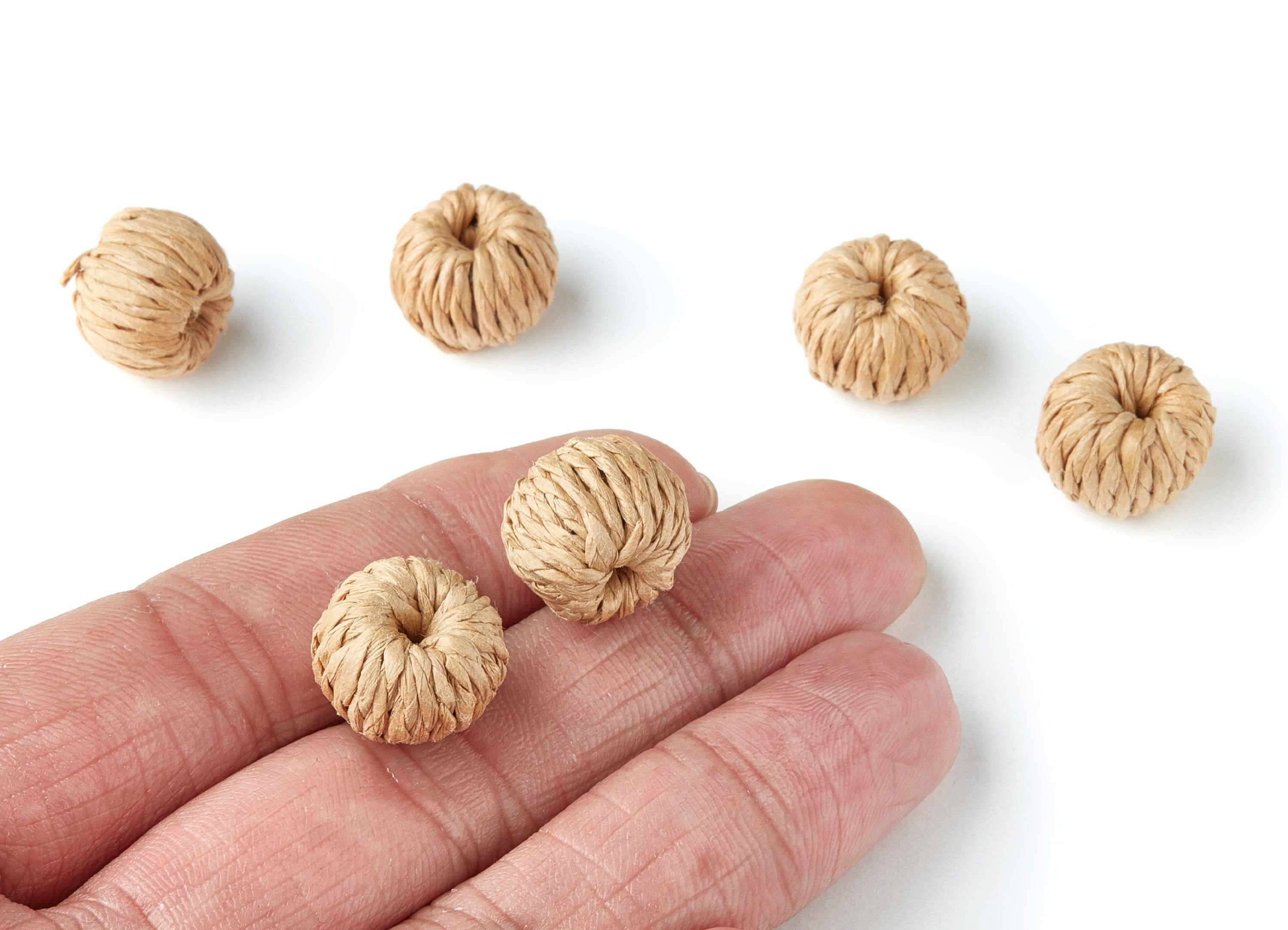 Handwoven Rattan Earrings - Ball Shaped Rattan Pendant - Wooden Straw Earring - Jewelery Handmade - 14.1x10.2mm - RT1135 - DOMEDBAZAAR