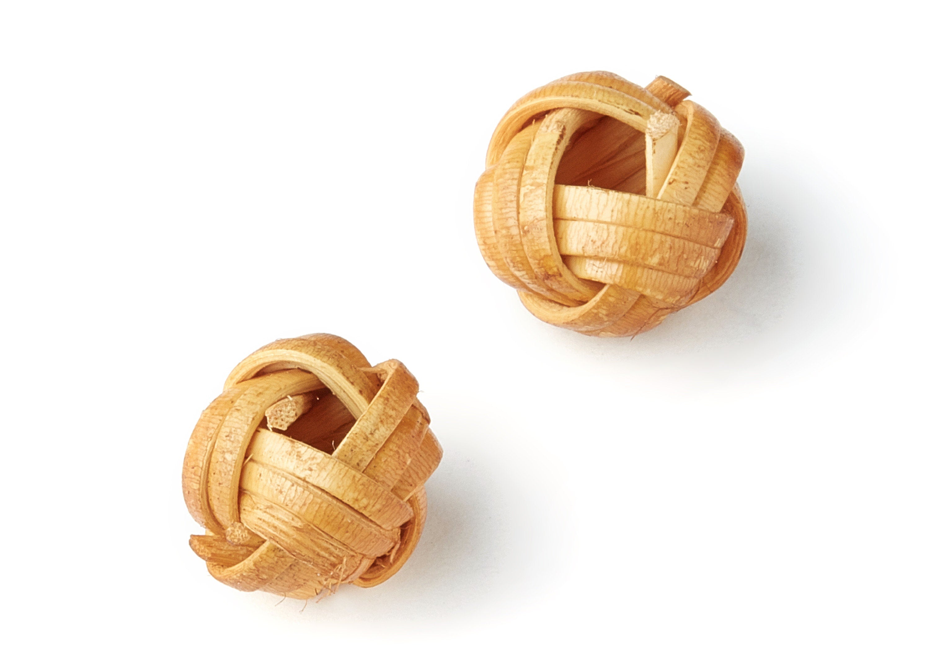 Handwoven Rattan Earrings - Ball Shaped Rattan Pendant - Wooden Straw Earring - Jewelery Handmade - 15.2x15.2mm - RT1136 - DOMEDBAZAAR