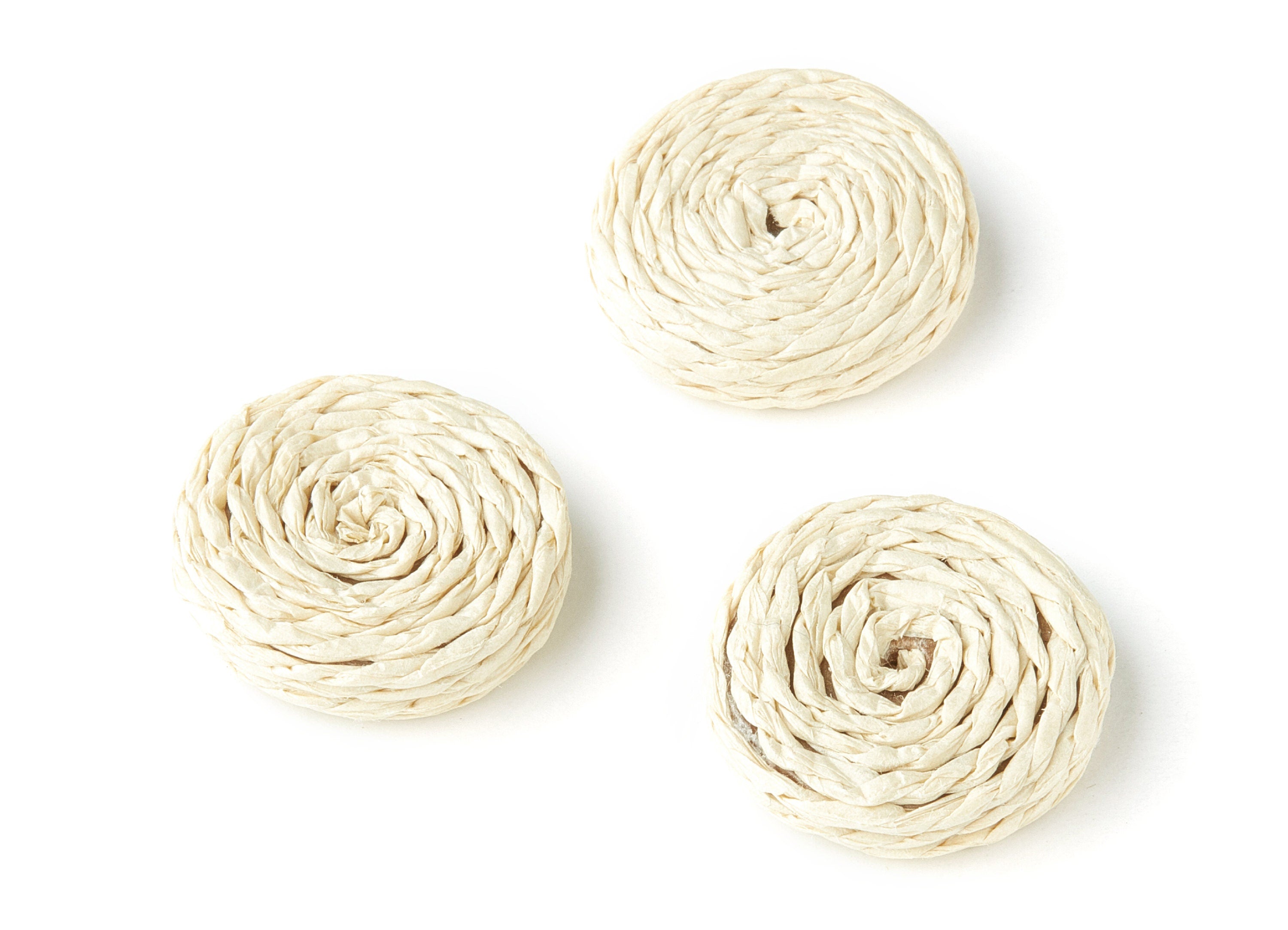 Handwoven Rattan Earrings - Coin Shaped Rattan Pendant - Wooden Straw Earring - Jewelery Handmade - 27.3x27.3x7mm - RT1145 - DOMEDBAZAAR