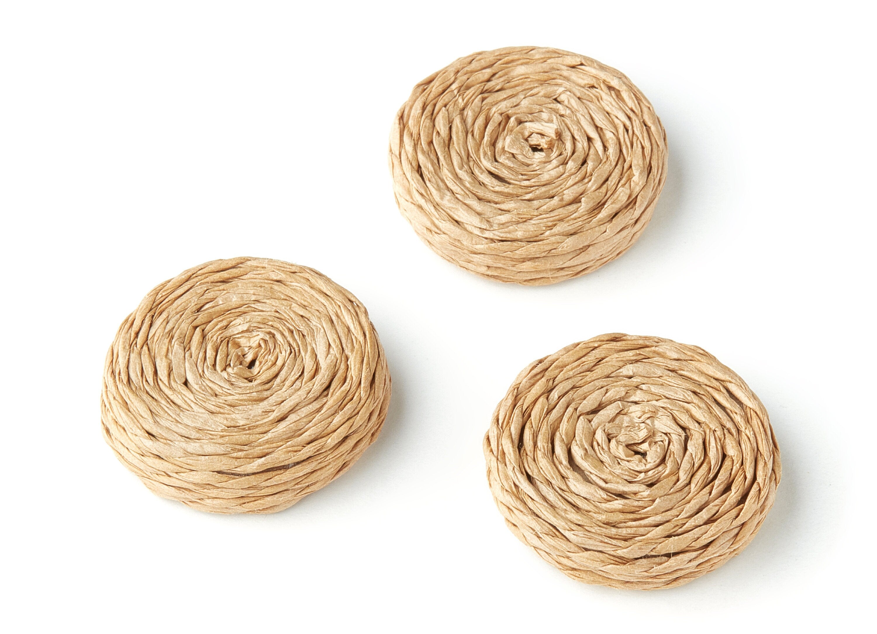 Handwoven Rattan Earrings - Coin Shaped Rattan Pendant - Wooden Straw Earring - Jewelery Handmade - 27.2x27.2x6.3mm - RT1112 - DOMEDBAZAAR