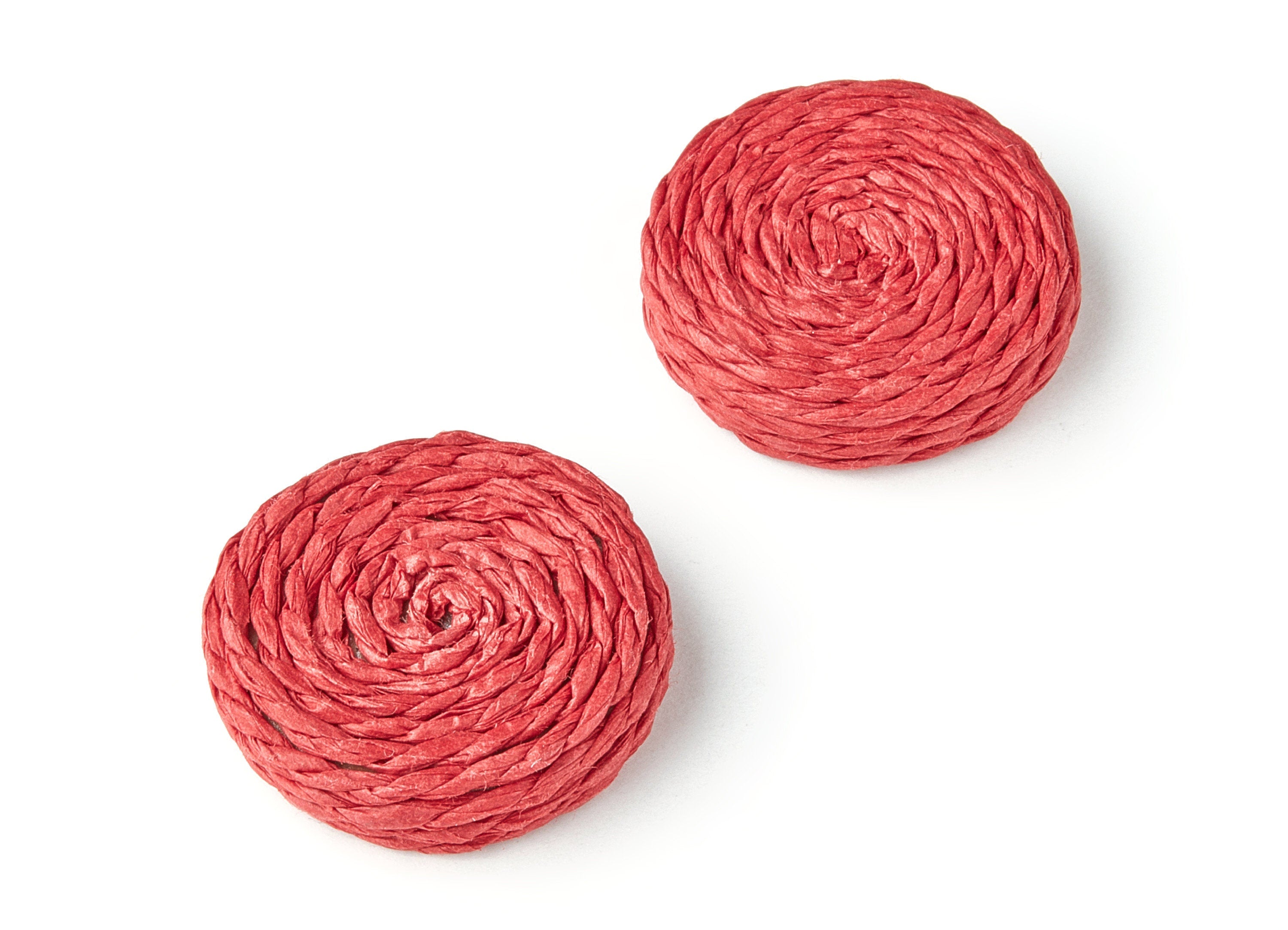 Handwoven Rattan Earrings - Coin Shaped Rattan Pendant - Wooden Straw Earring - Jewelery Handmade - 27.1x27.1x7.6mm - RT1117 - DOMEDBAZAAR