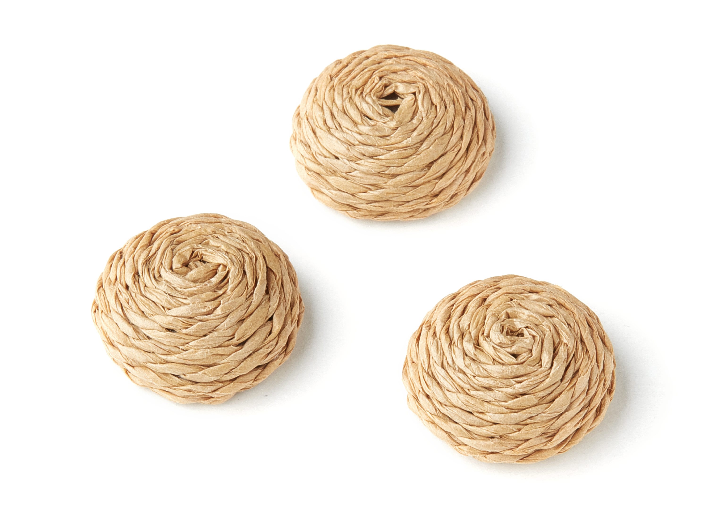 Handwoven Rattan Earrings - Round Shaped Rattan Pendant - Wooden Straw Earring - Jewelery Handmade - 21.7x21.7x9.3mm - RT1116 - DOMEDBAZAAR