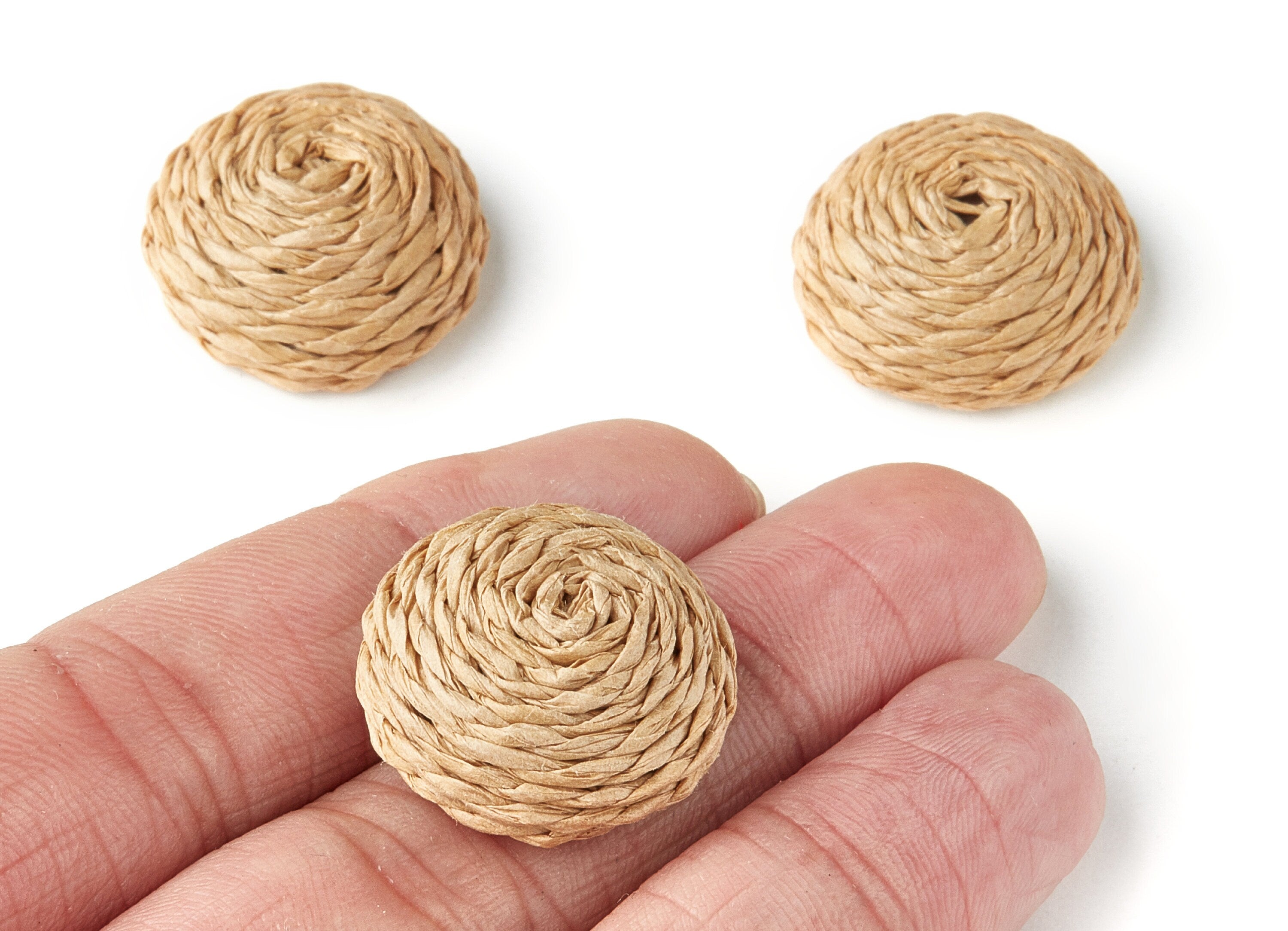 Handwoven Rattan Earrings - Round Shaped Rattan Pendant - Wooden Straw Earring - Jewelery Handmade - 21.7x21.7x9.3mm - RT1116 - DOMEDBAZAAR