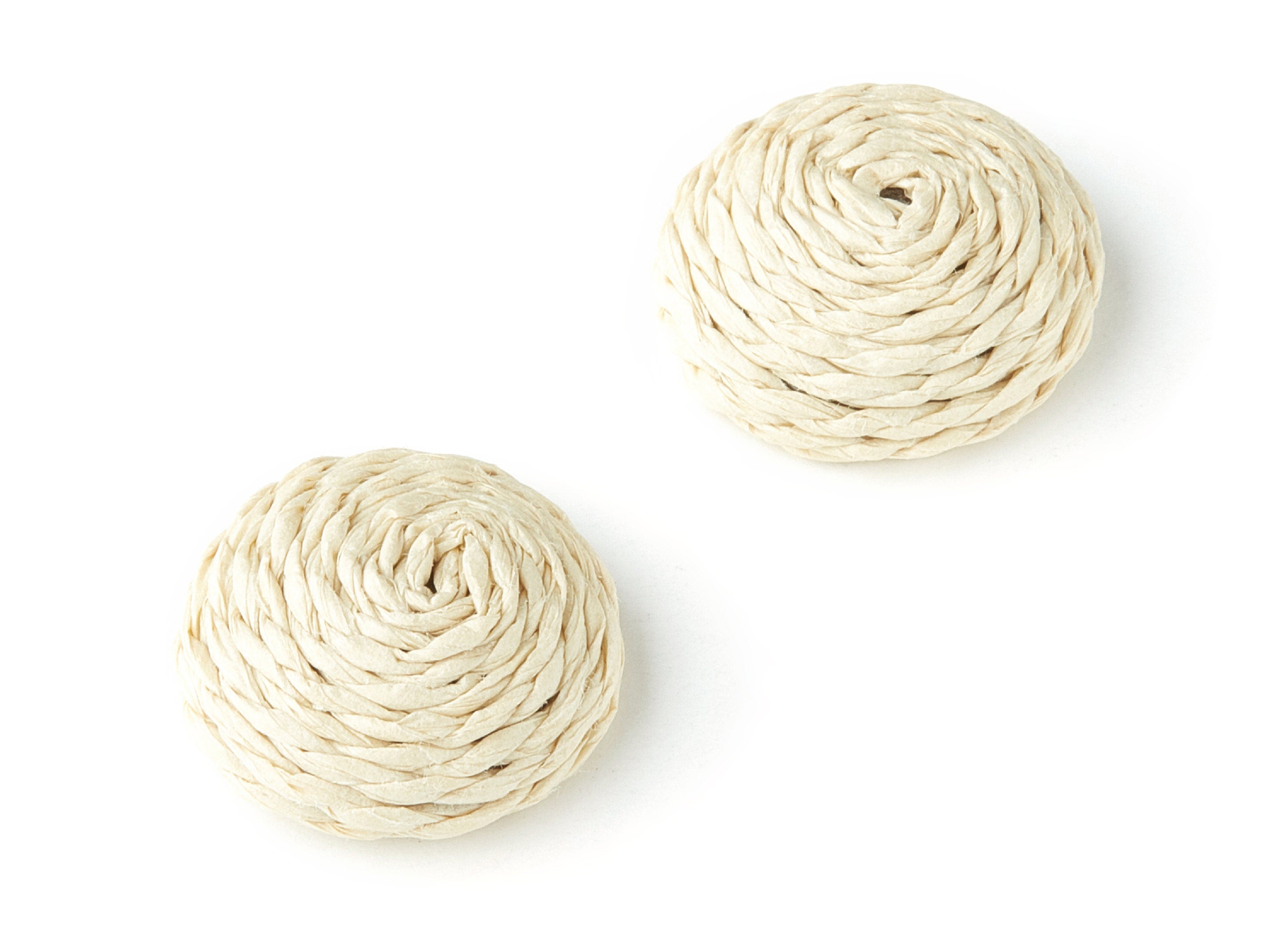 Handwoven Rattan Earrings - Round Shaped Rattan Pendant - Wooden Straw Earring - Jewelery Handmade - 22.9x22.9x8.9mm - RT1140 - DOMEDBAZAAR