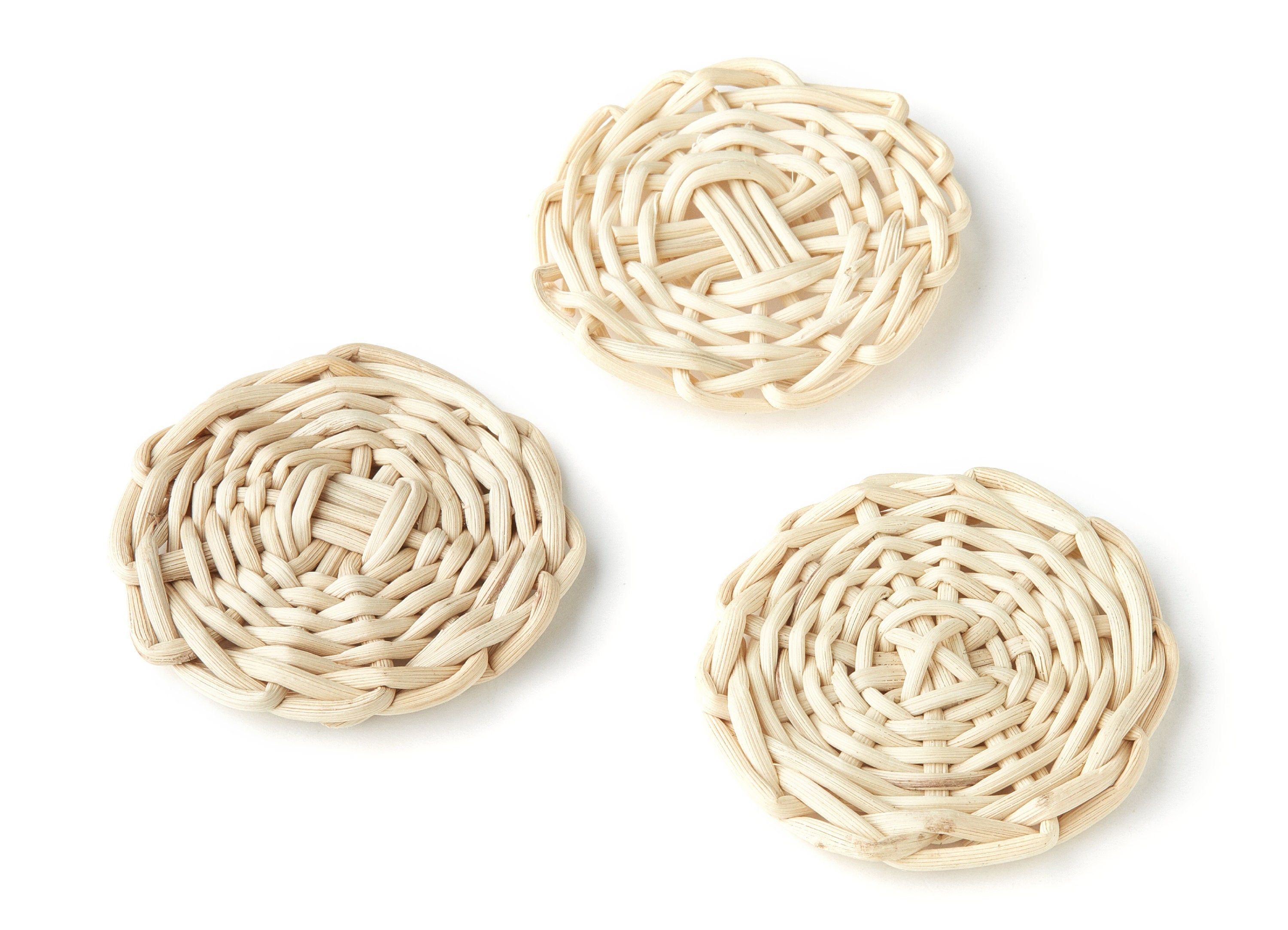 Handwoven Rattan Earrings - Round Shaped Rattan Pendant - Wooden Straw Earring - Jewelery Handmade - 47.9x47.9mm - RT1141 - DOMEDBAZAAR