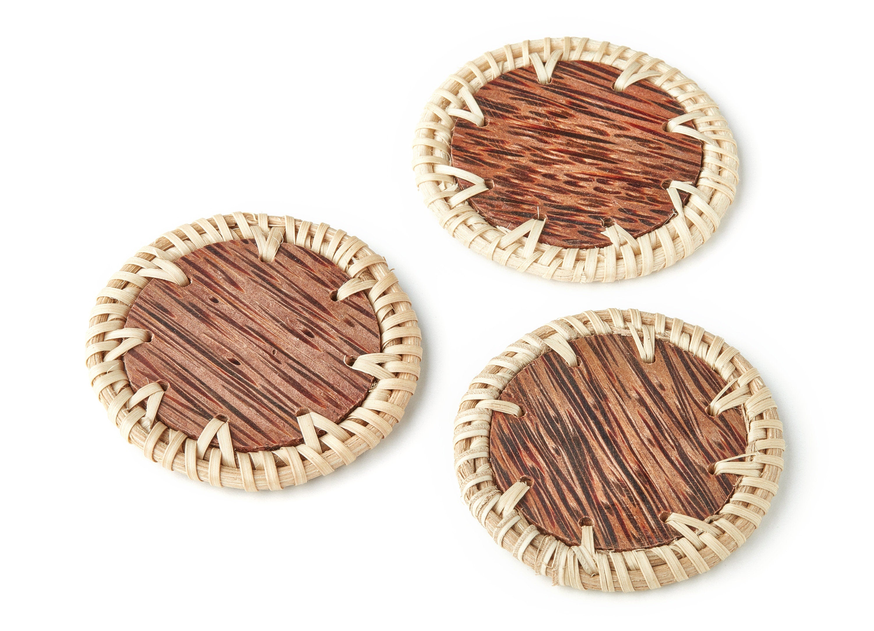 Handwoven Rattan Earrings - Round Shaped Rattan Pendant - Wooden Straw Earring - Jewelery Handmade - 52.9x52.9x4.3mm - RT1147 - DOMEDBAZAAR