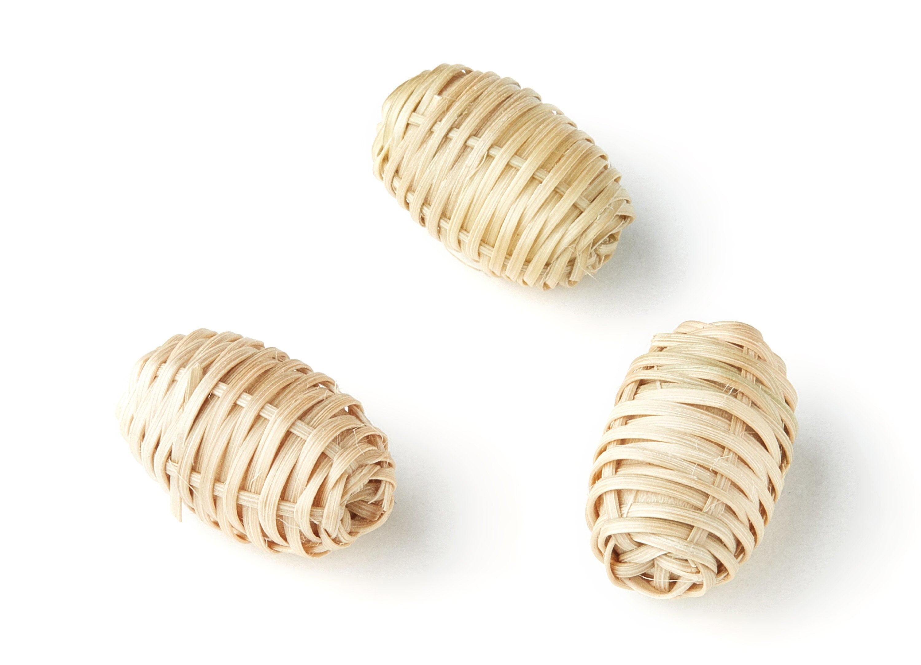 Handwoven Rattan Earrings - Cocoon Shaped Rattan Pendant - Wooden Straw Earring - Jewelery Handmade - 20.5x13.1mm - RT1121 - DOMEDBAZAAR