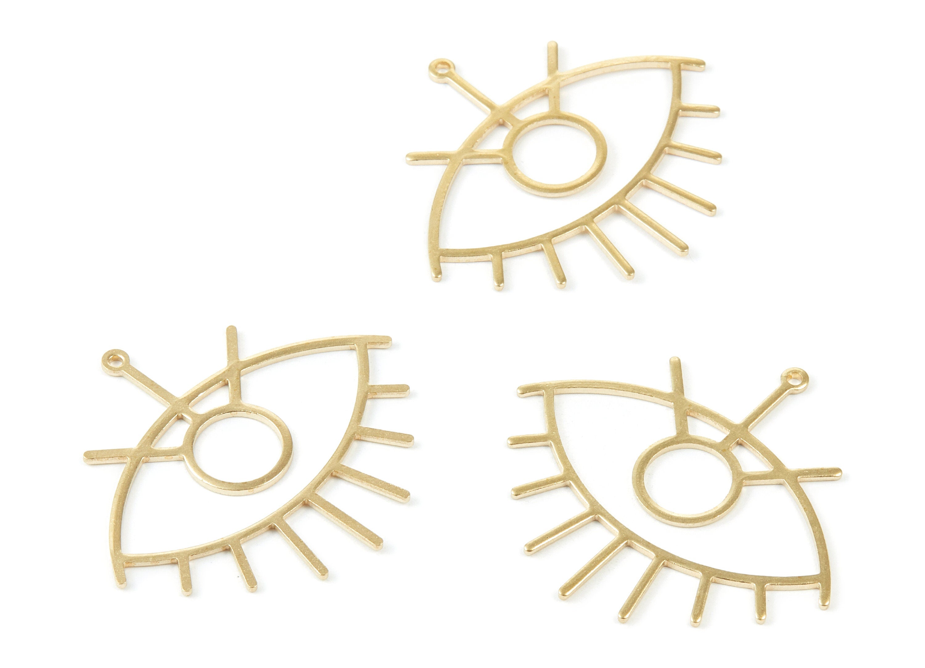 Brass Eye Charms - Eye Shaped Raw Brass Pendant - Earring Findings - Jewelry Supplies - 41.8x38.3x1mm - PP1938 - DOMEDBAZAAR