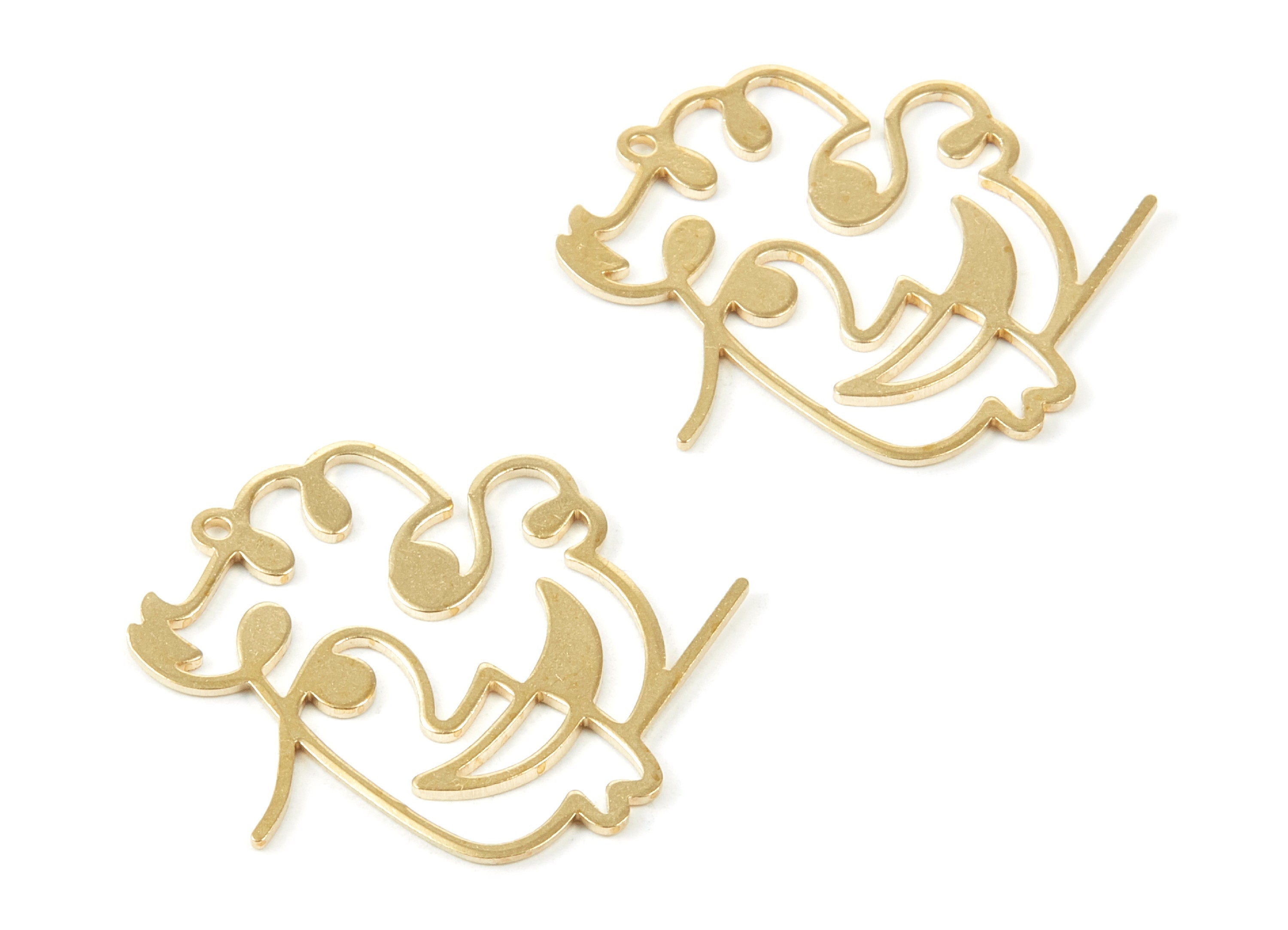 Brass Face Charms - Face Shaped Raw Brass Pendant - Earring Findings - Jewelry Supplies - 32.3x31.2x1mm - PP2046 - DOMEDBAZAAR