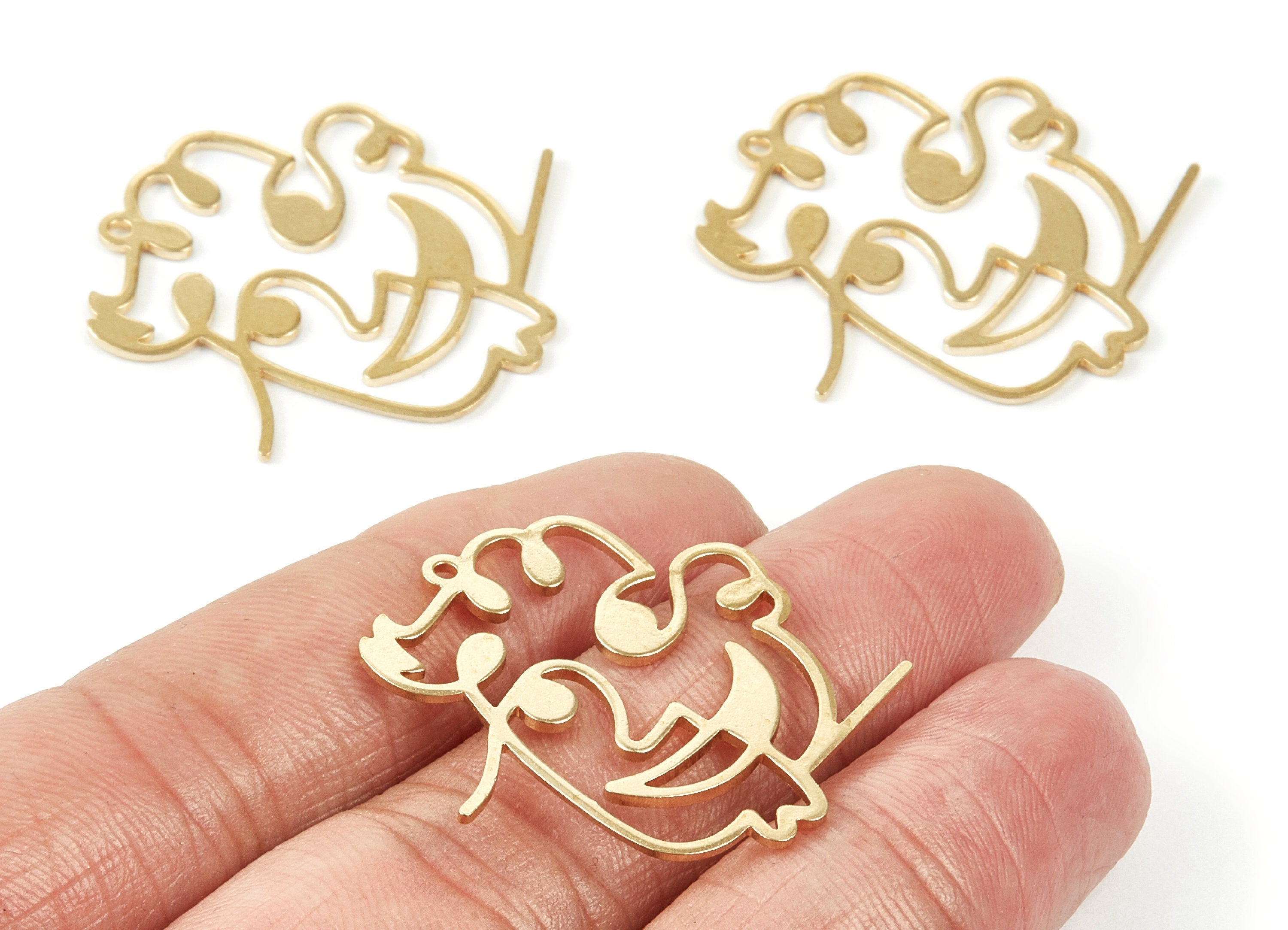 Brass Face Charms - Face Shaped Raw Brass Pendant - Earring Findings - Jewelry Supplies - 32.3x31.2x1mm - PP2046 - DOMEDBAZAAR