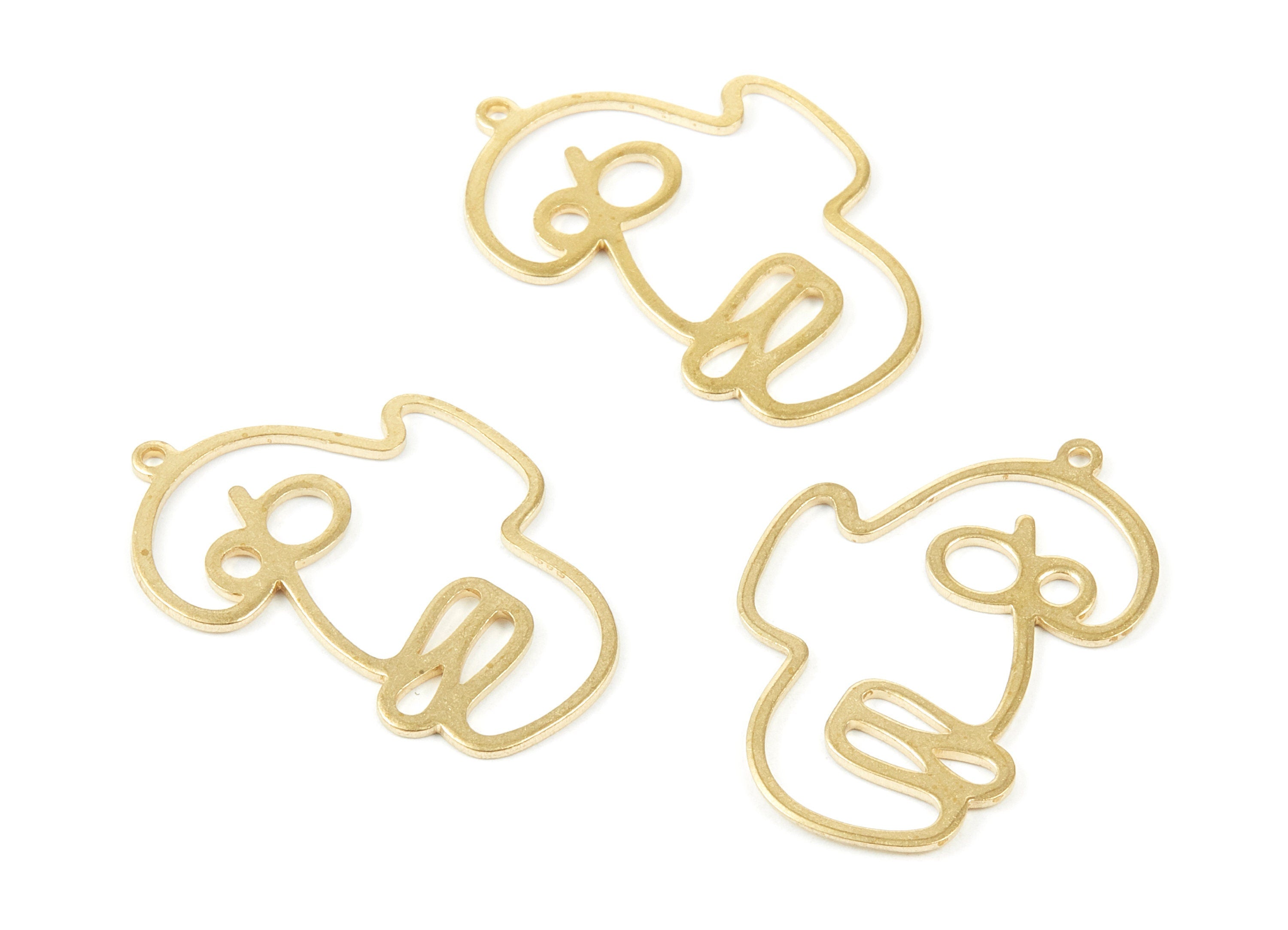 Brass Face Charms - Face Shaped Raw Brass Pendant - Earring Findings - Jewelry Supplies - 35.94x23.93x0.95mm - PP1954 - DOMEDBAZAAR