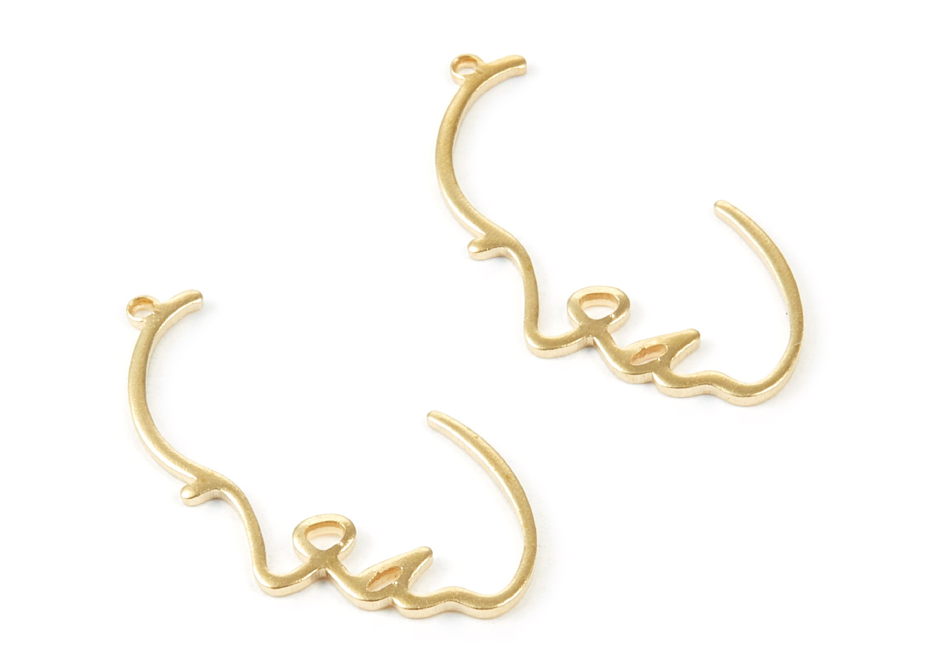 Brass Half Face Charms - Half Face Shaped Raw Brass Pendant - Earring Findings - Jewelry Supplies - 30x16x1mm - PP2045 - DOMEDBAZAAR
