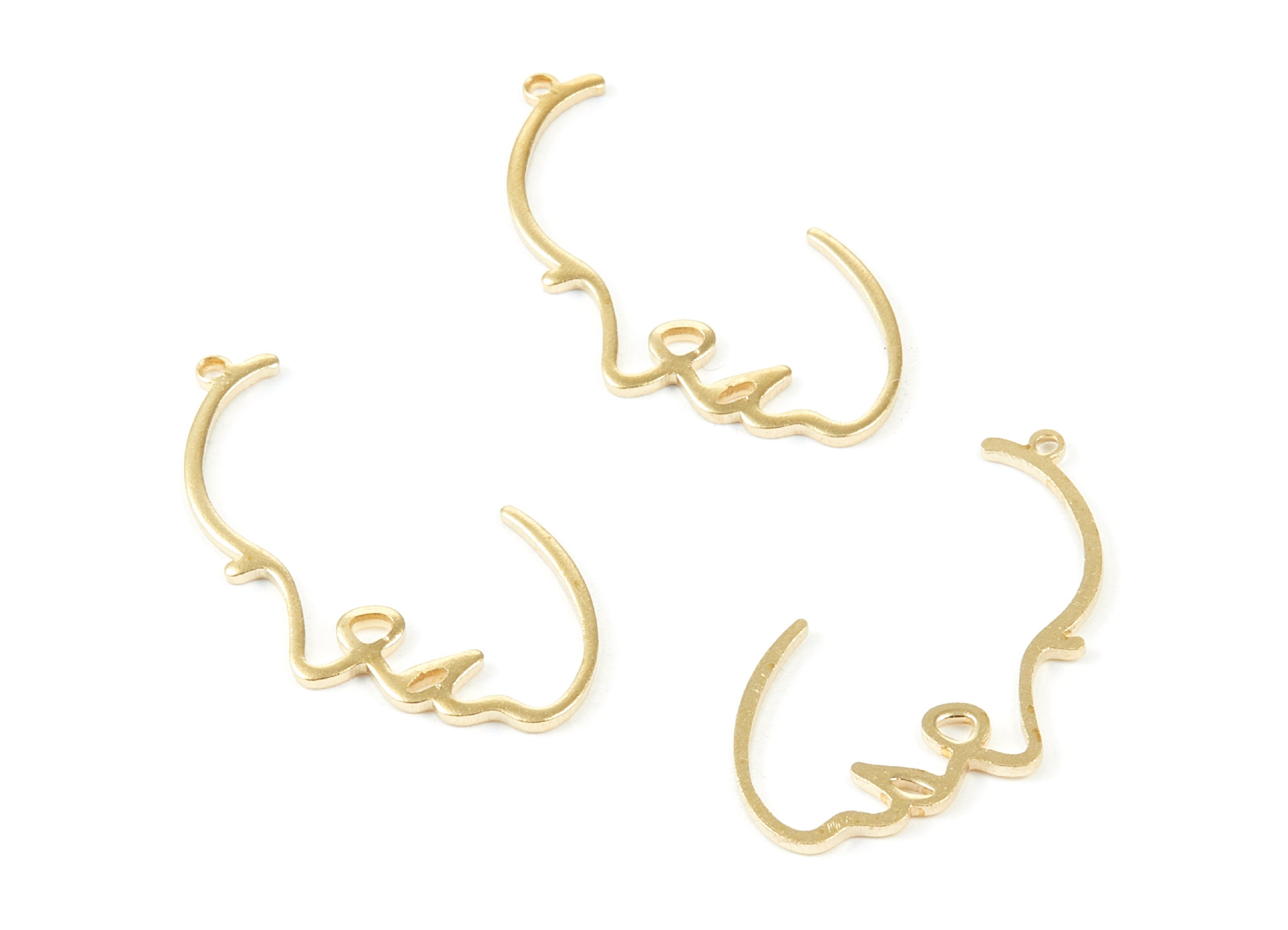 Brass Half Face Charms - Half Face Shaped Raw Brass Pendant - Earring Findings - Jewelry Supplies - 30x16x1mm - PP2045 - DOMEDBAZAAR