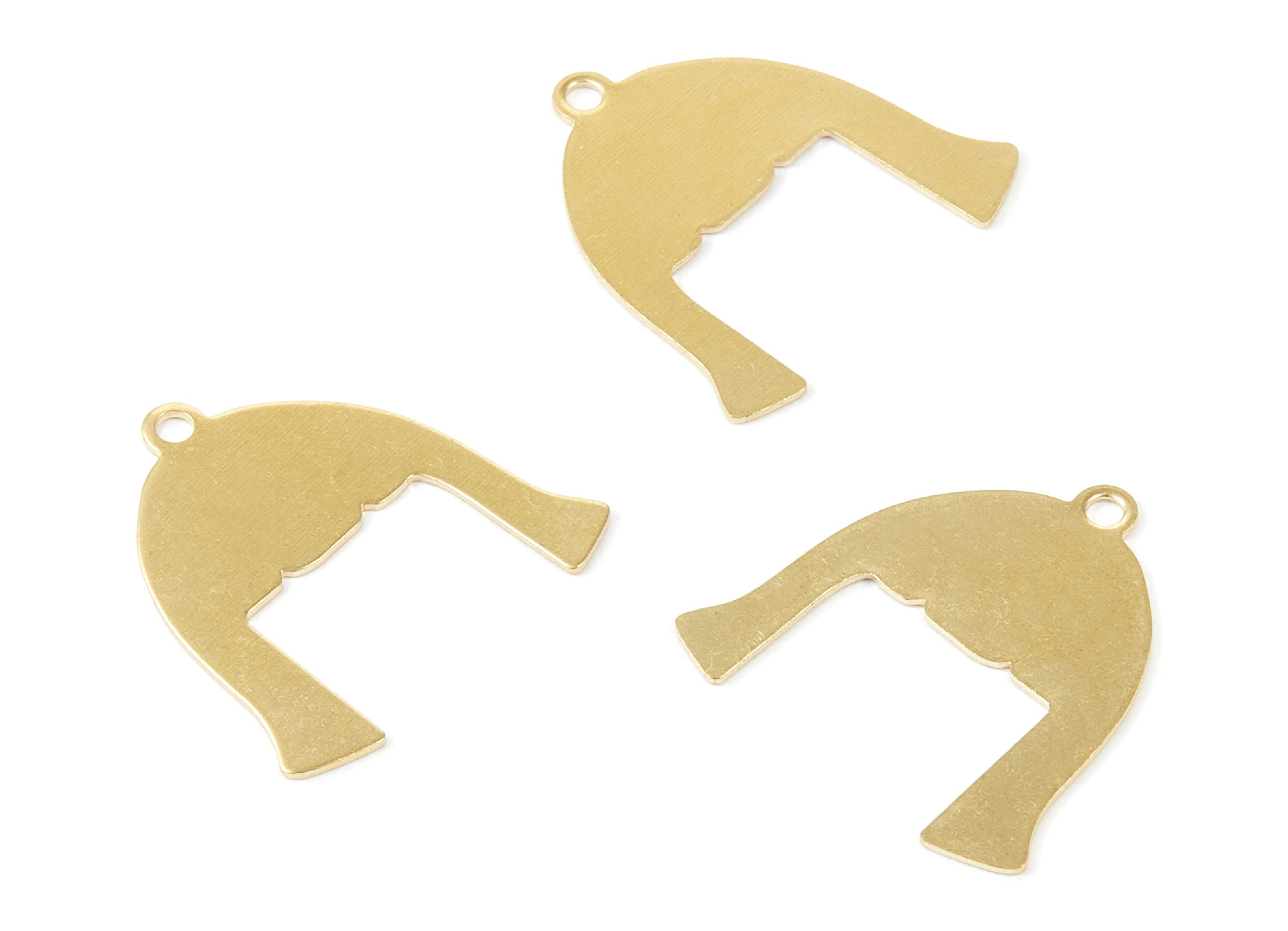 Brass Hairstyle Charms - Hair Shaped Raw Brass Pendant - Earring Findings - Jewelry Supplies - 23.9x23.96x0.56mm - PP1950 - DOMEDBAZAAR