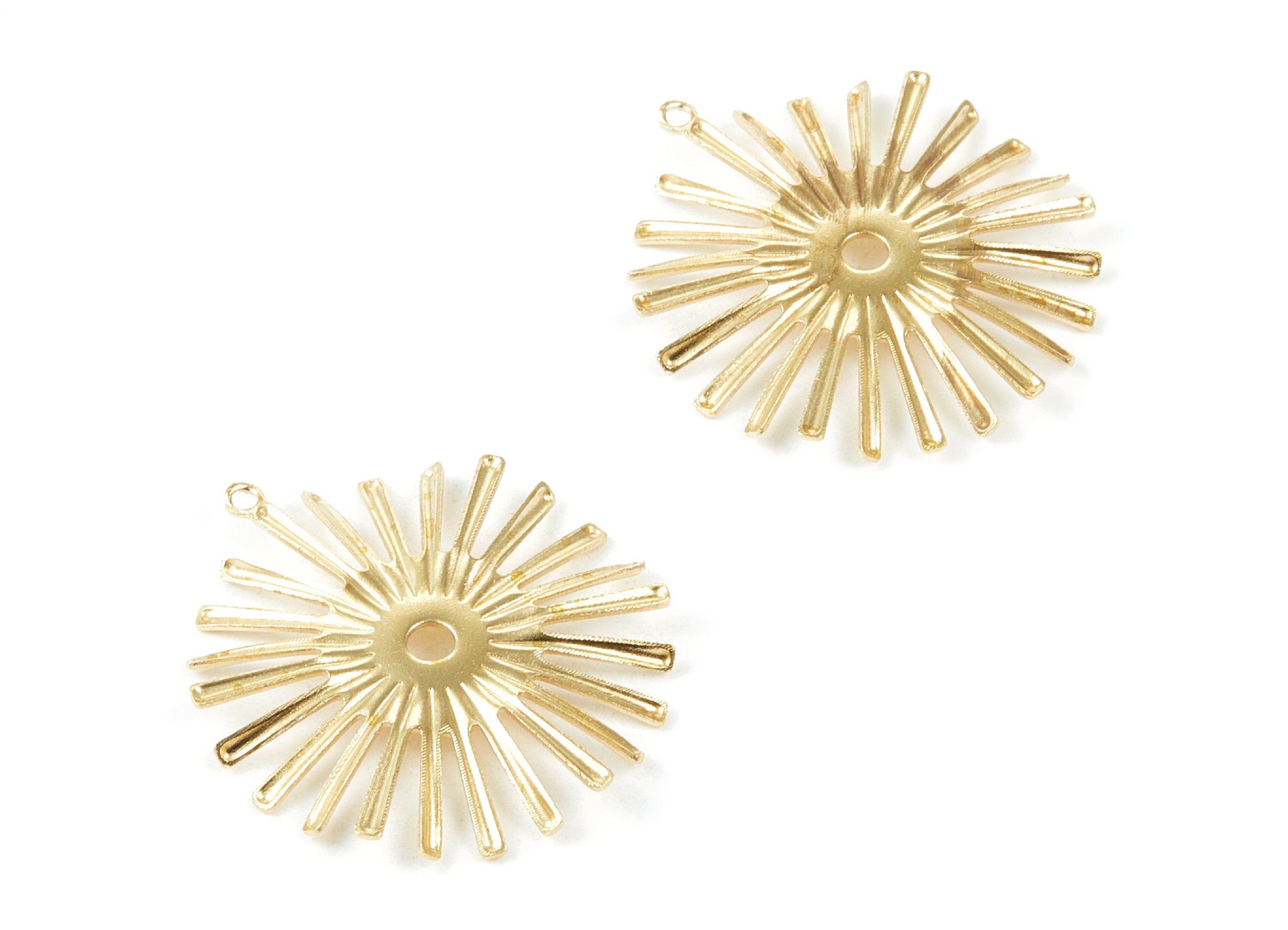 Brass Flower Charms - Flower Shaped Raw Brass Pendant - Earring Findings - Jewelry Supplies - 27.67x25.48x2mm - PP1847 - DOMEDBAZAAR