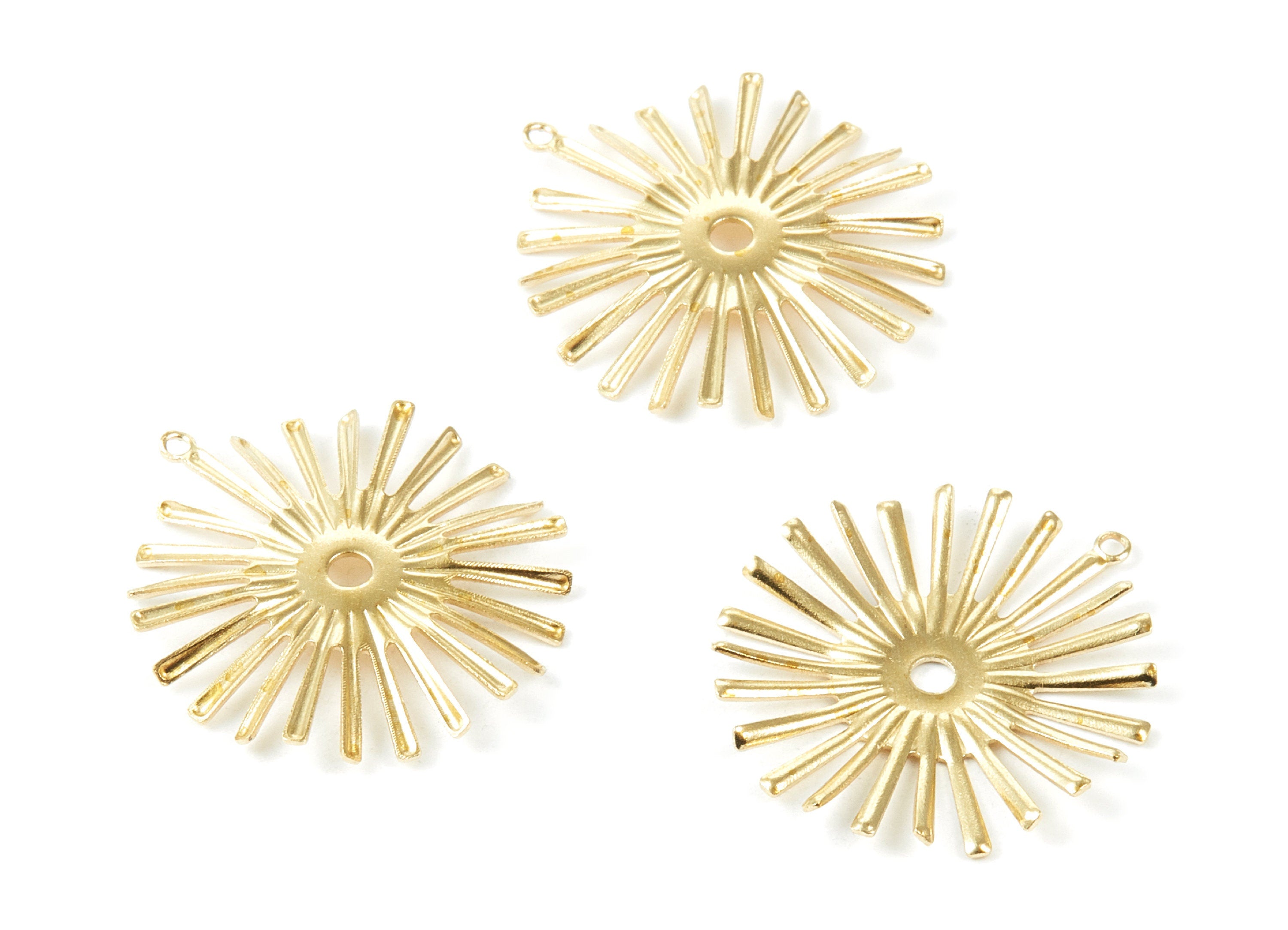 Brass Flower Charms - Flower Shaped Raw Brass Pendant - Earring Findings - Jewelry Supplies - 27.67x25.48x2mm - PP1847 - DOMEDBAZAAR