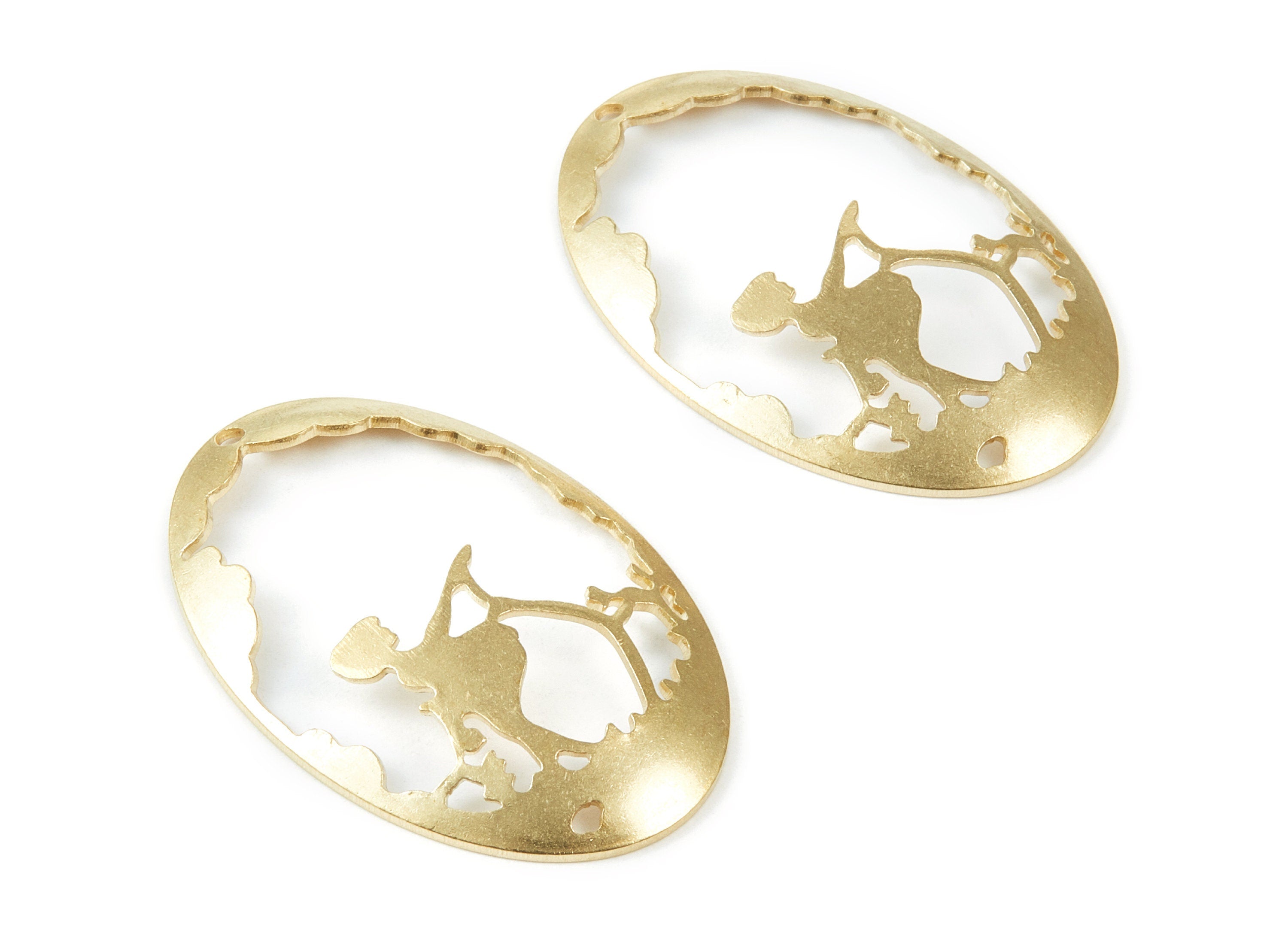 Brass Girl Charms - Oval Shaped Raw Brass Pendant - Earring Findings - Jewelry Supplies - 45x29.8x1mm - PP1949 - DOMEDBAZAAR