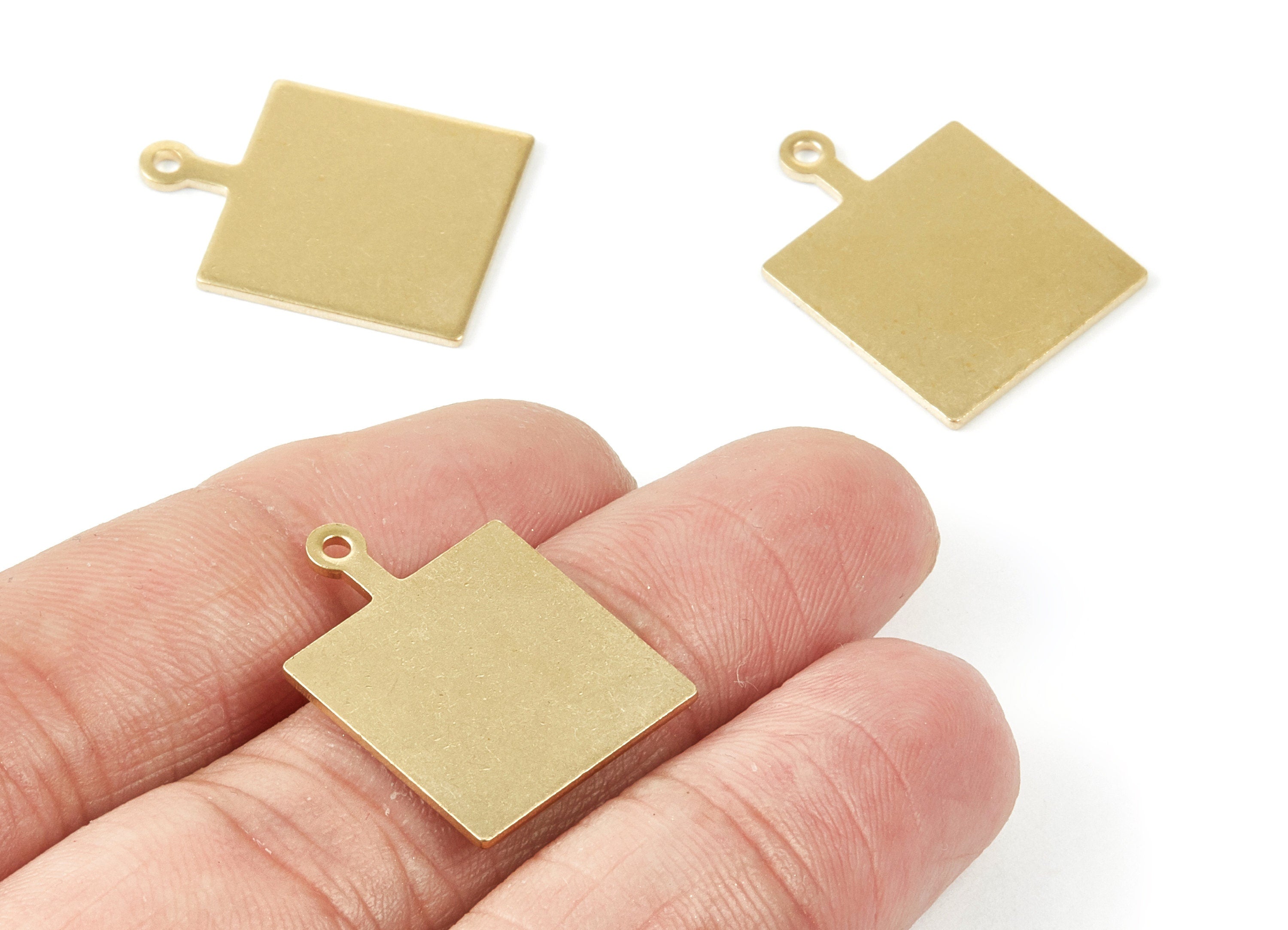 Brass Square Charms - Square Shpaed Raw Brass Pendant - Earring Findings - Jewelry Supplies - 24.48x18x1mm- PP1869 - DOMEDBAZAAR