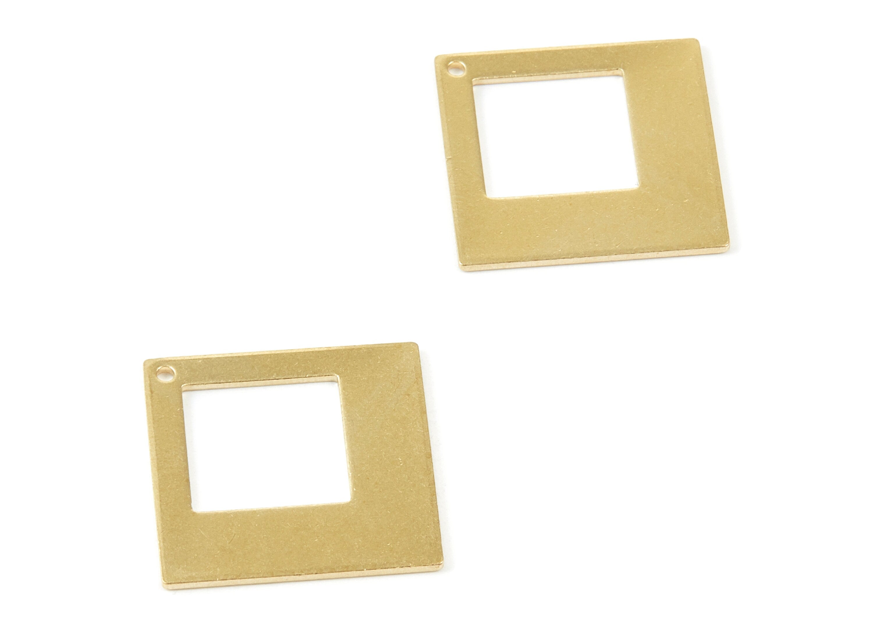 Brass Square Charms - Square Shpaed Raw Brass Pendant - Earring Findings - Jewelry Supplies - 23x23x1mm - PP1909 - DOMEDBAZAAR