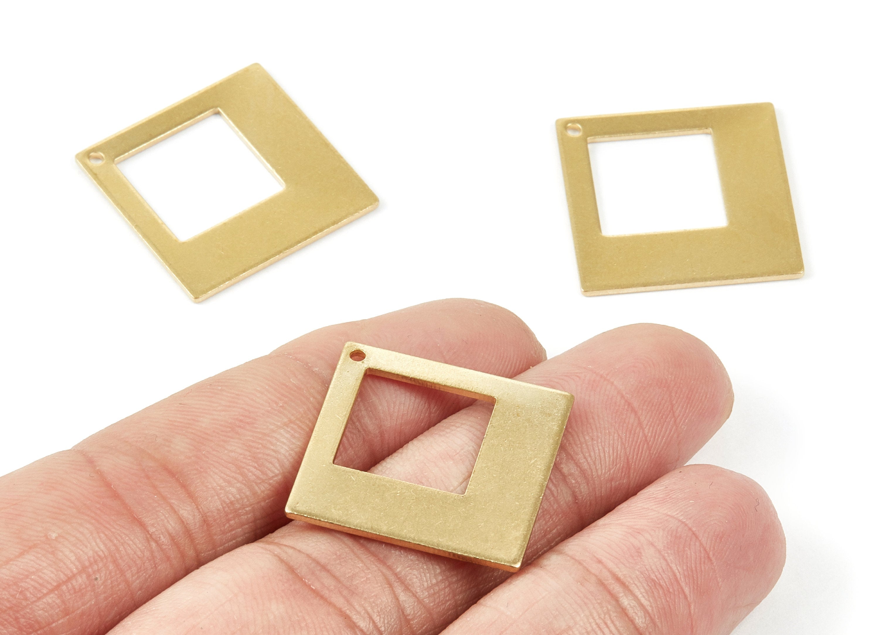 Brass Square Charms - Square Shpaed Raw Brass Pendant - Earring Findings - Jewelry Supplies - 23x23x1mm - PP1909 - DOMEDBAZAAR