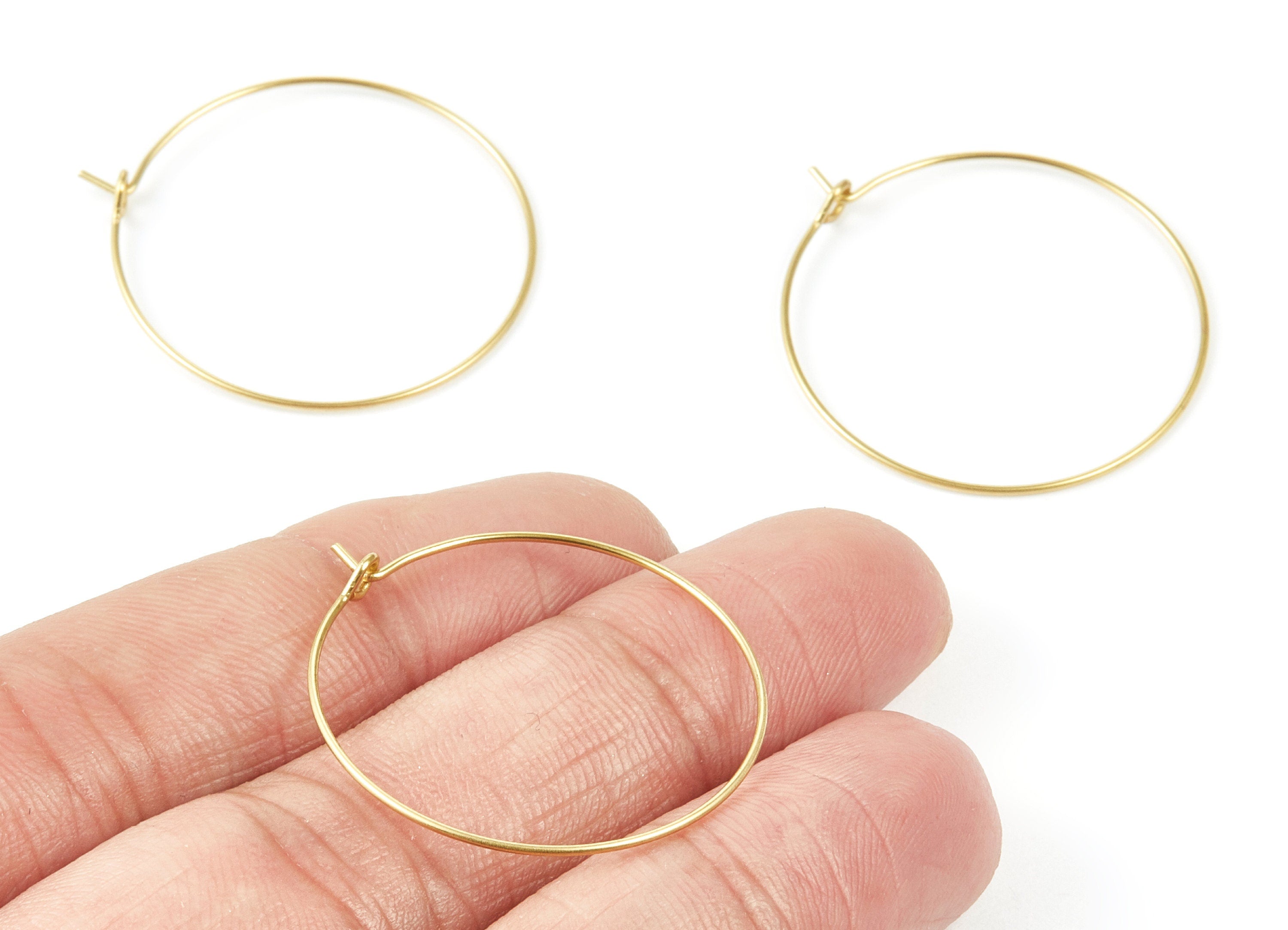 Brass Earring Hoops - Brass Earring Wire 30 - Geometric Earring Findings - Jewelry Supplies - 30x30x0,7mm - PP1503 - DOMEDBAZAAR