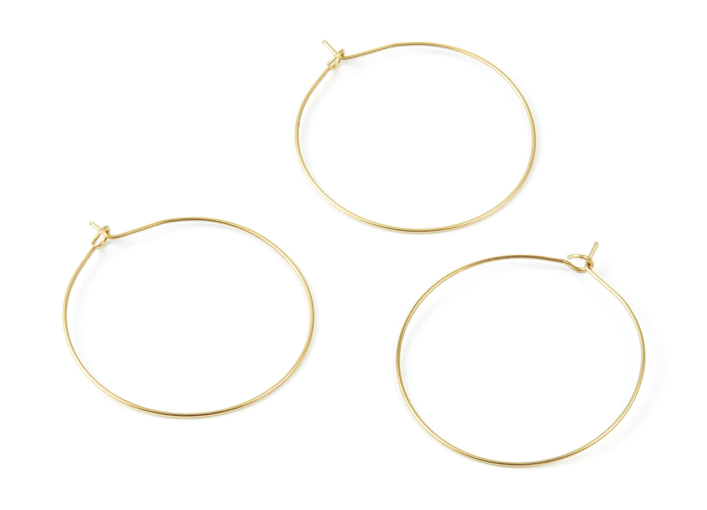 Brass Earring Hoops - Raw Brass Ear Wire 35 - Geometric Earring Findings - Jewelry Supplies - 35x35x0,7mm - PP1504 - DOMEDBAZAAR