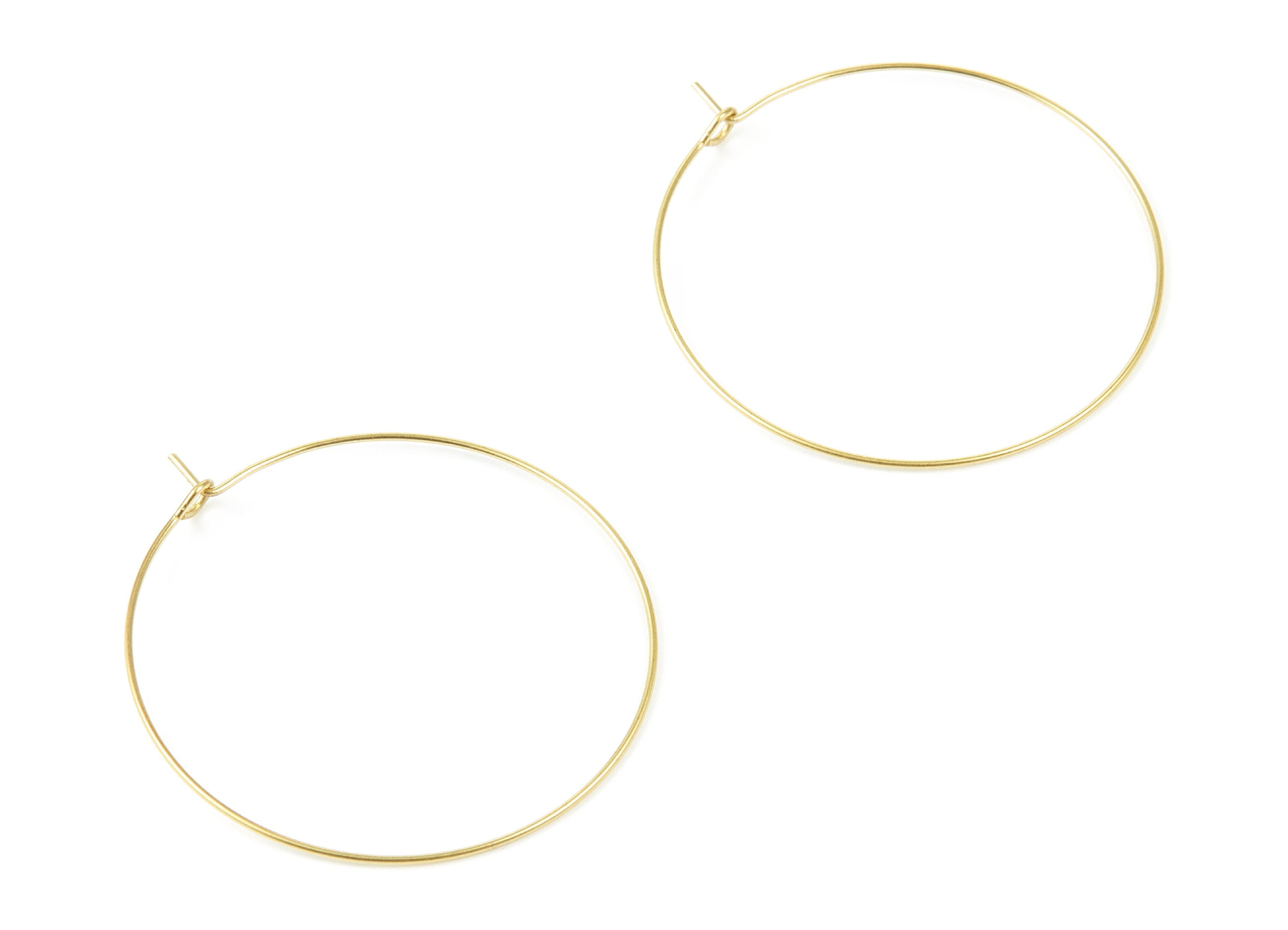 Brass Earring Hoops - Raw Brass Ear Wire 40 - Geometric Earring Findings - Jewelry Supplies - 40x40x0,7mm - PP1505 - DOMEDBAZAAR