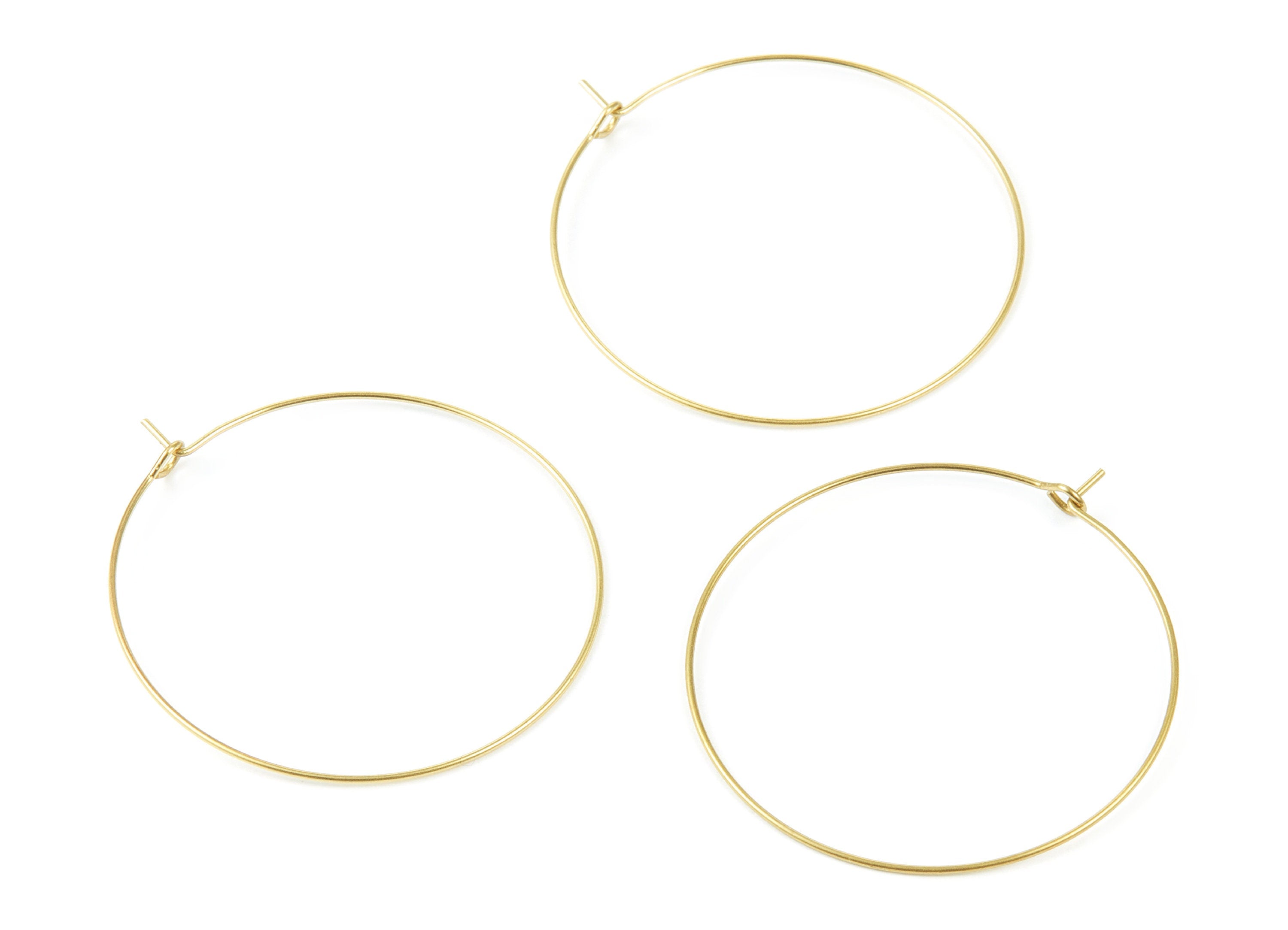 Brass Earring Hoops - Raw Brass Ear Wire 40 - Geometric Earring Findings - Jewelry Supplies - 40x40x0,7mm - PP1505 - DOMEDBAZAAR