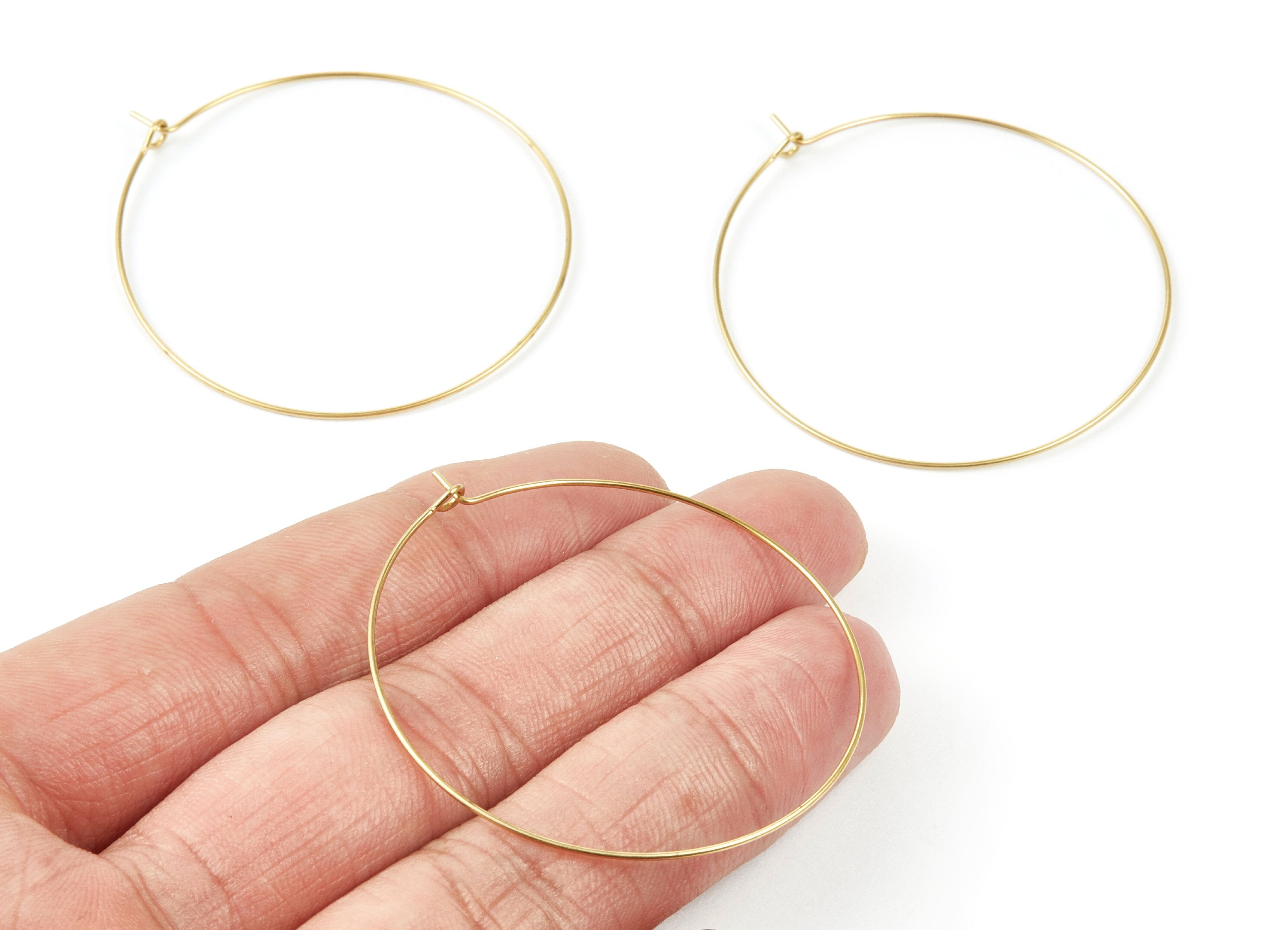 Brass Earring Hoops - Raw Brass Ear Wire 45 - Geometric Earring Findings - Jewelry Supplies - 45x45x0,7mm - PP1506 - DOMEDBAZAAR